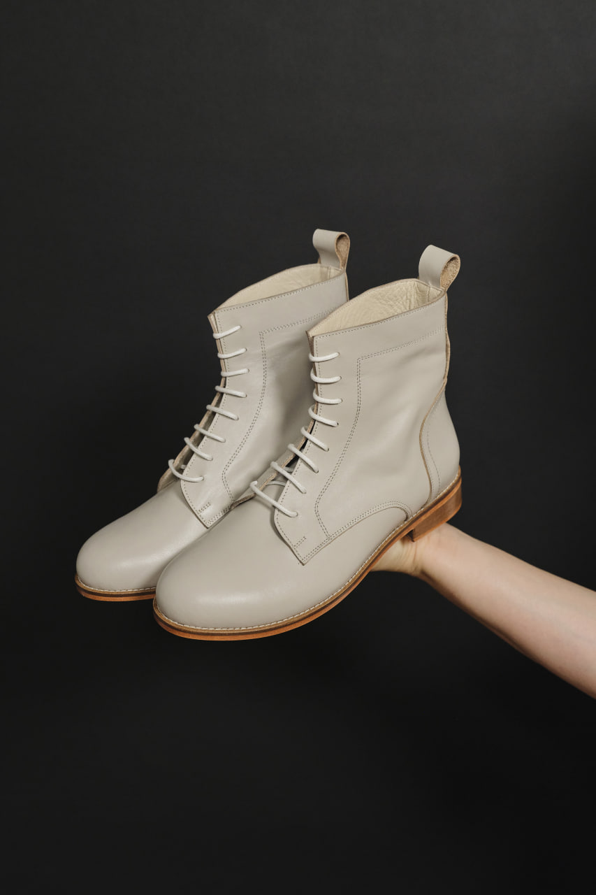 Harlem Boots Beige Leather 2 cm heel