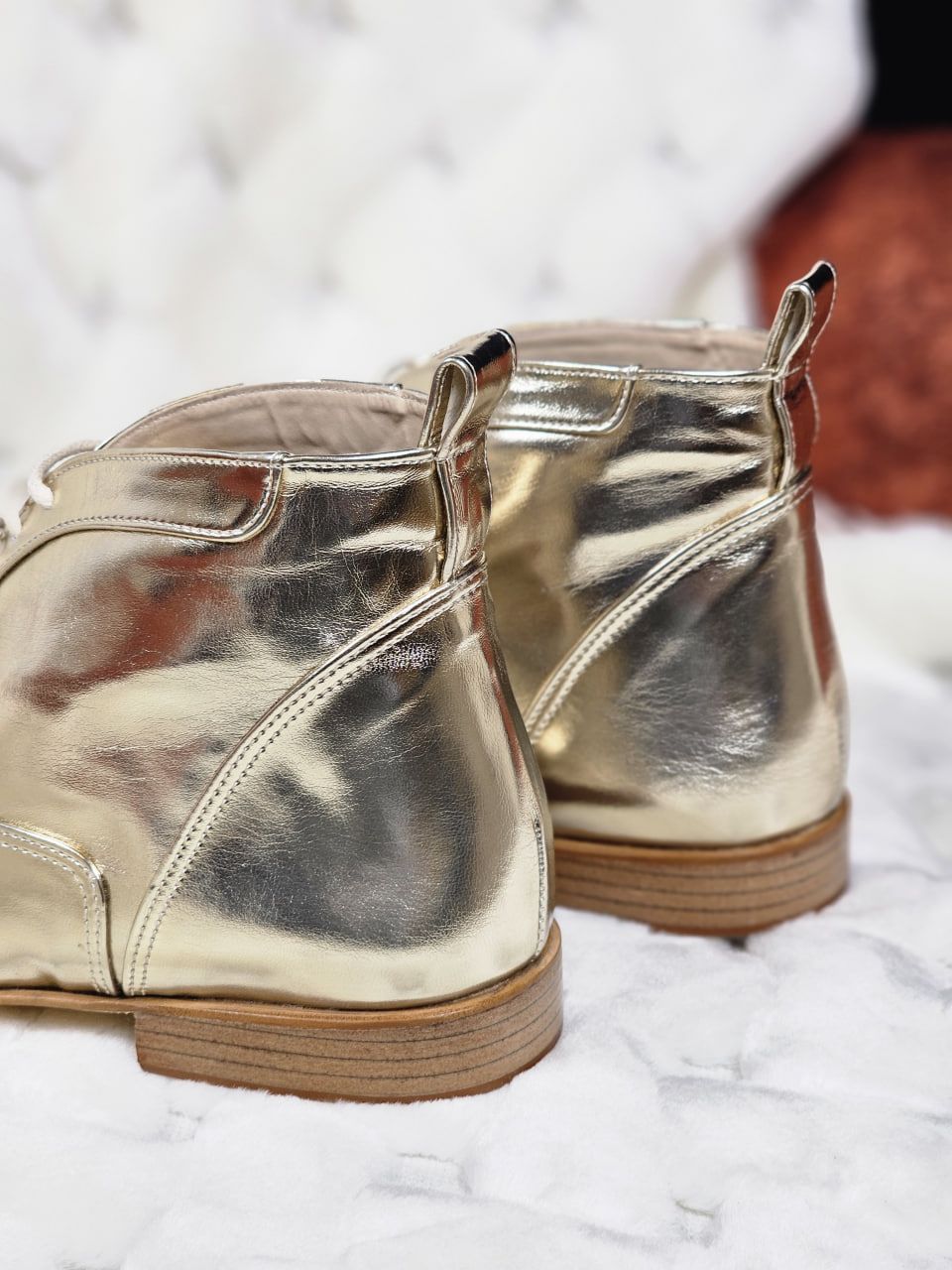 Barefoot Smooth Boots Vegan Platinum Gold Leather 2 cm heel