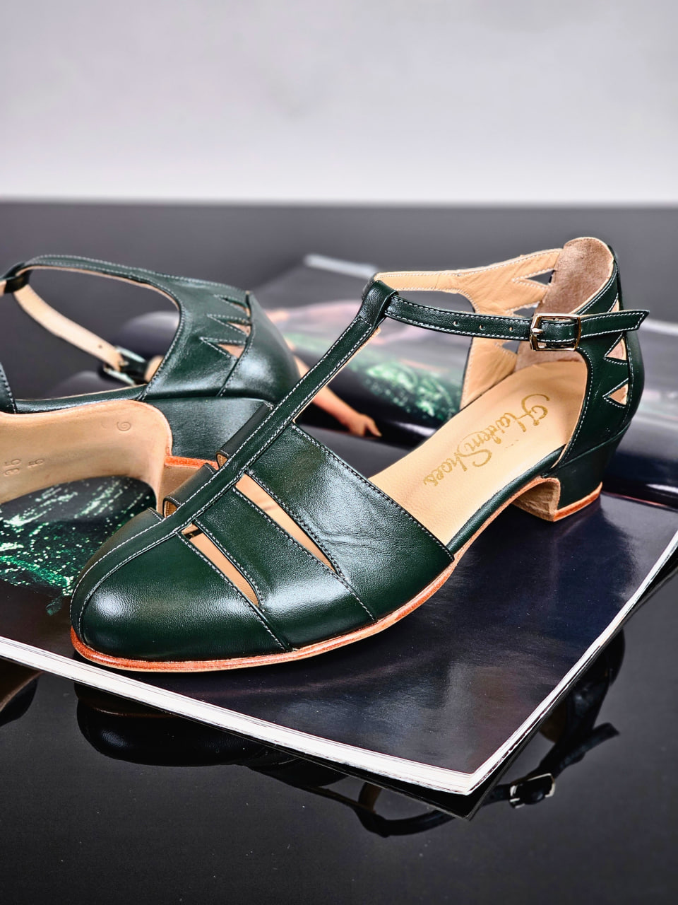 Harmony Jungle Green Leather 4 cm heel