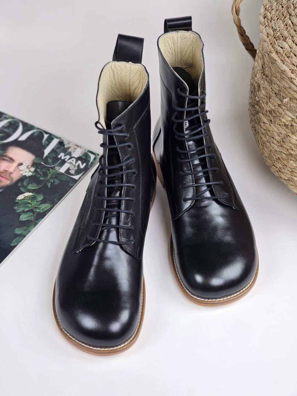 Barefoot Harlem Boots Black Leather 2 cm  heel