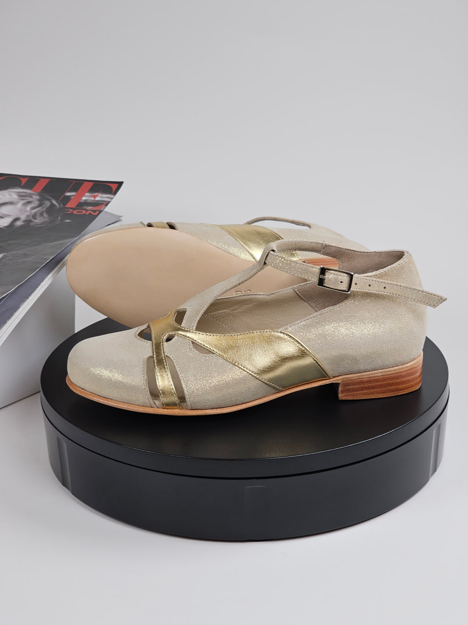 Spring Golden Suede & Gold Leather 2 cm heel