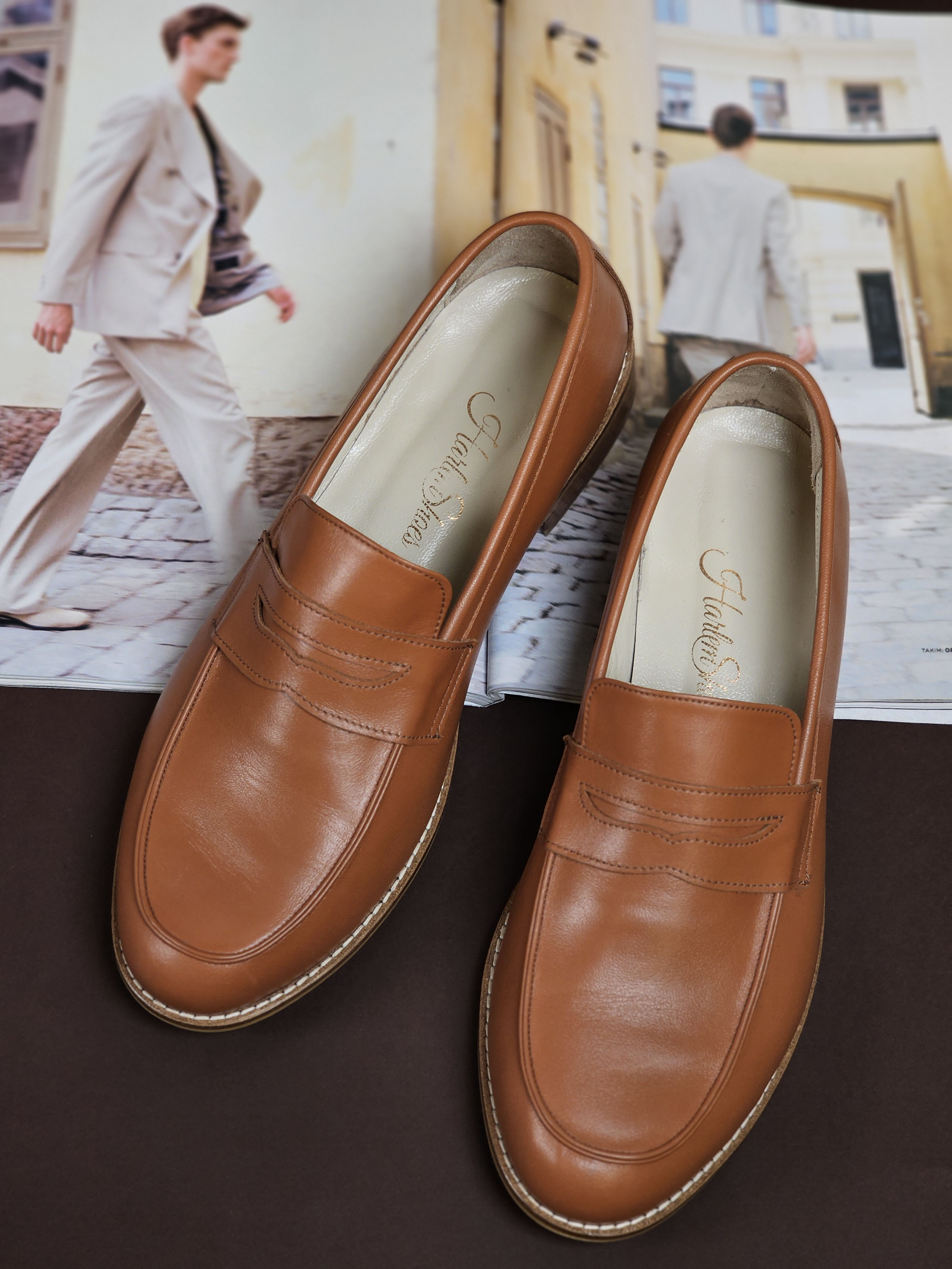 Loafers Light Brown Leather 2 cm