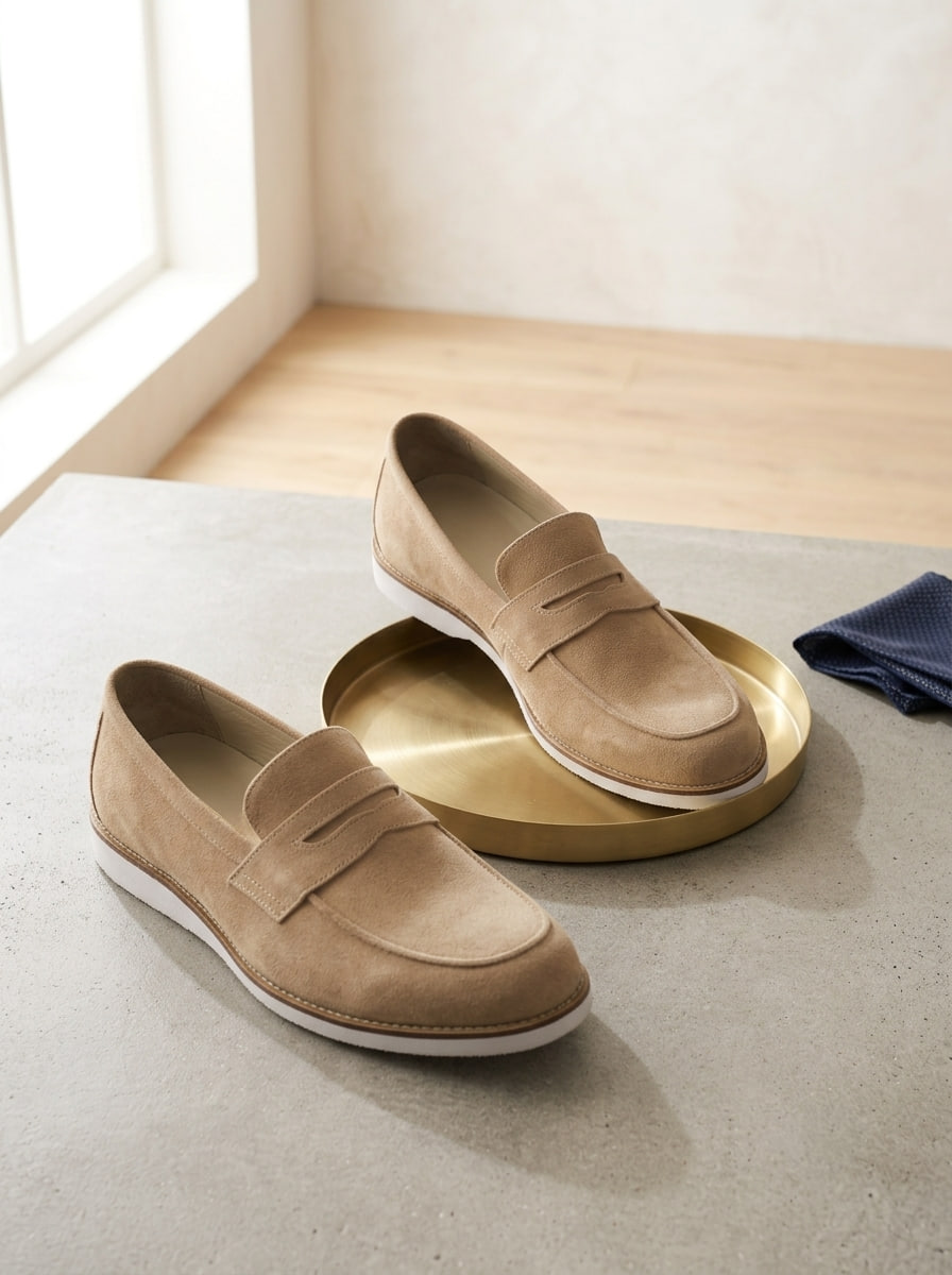 Loafers Beige Suede with Eva Sole