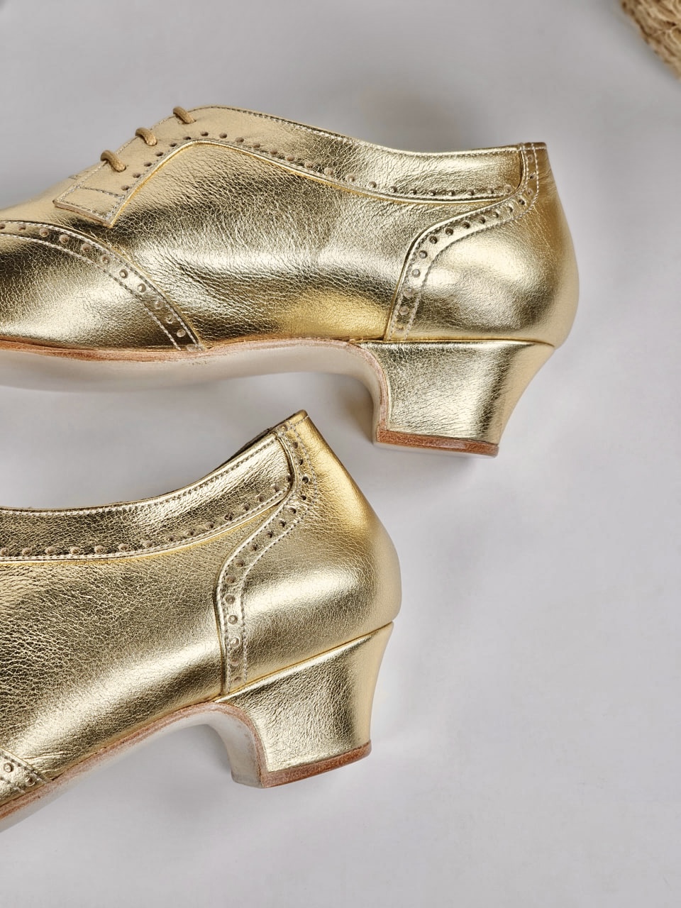 Women Oxfords Gold Leather 4 cm heel