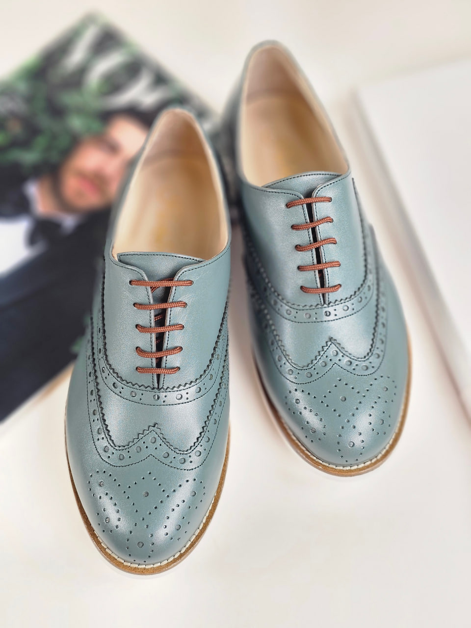 Brogue Teal Green Leather with Eva Sole