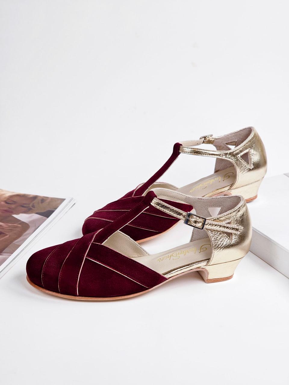 Sugar Bordeaux Suede & Platinum Leather 4 cm heel