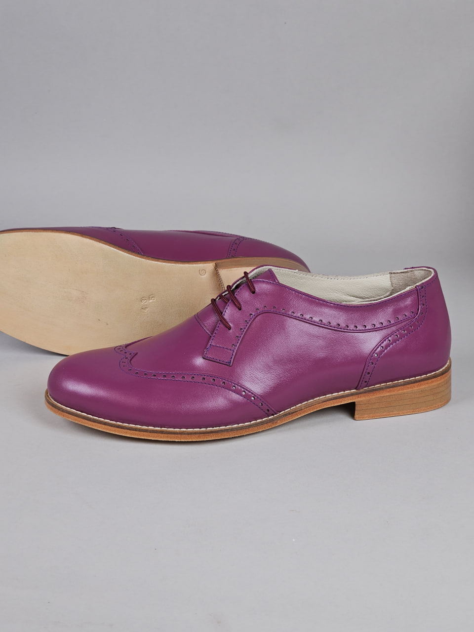Men Oxfords Aubergine Leather 2 cm heel