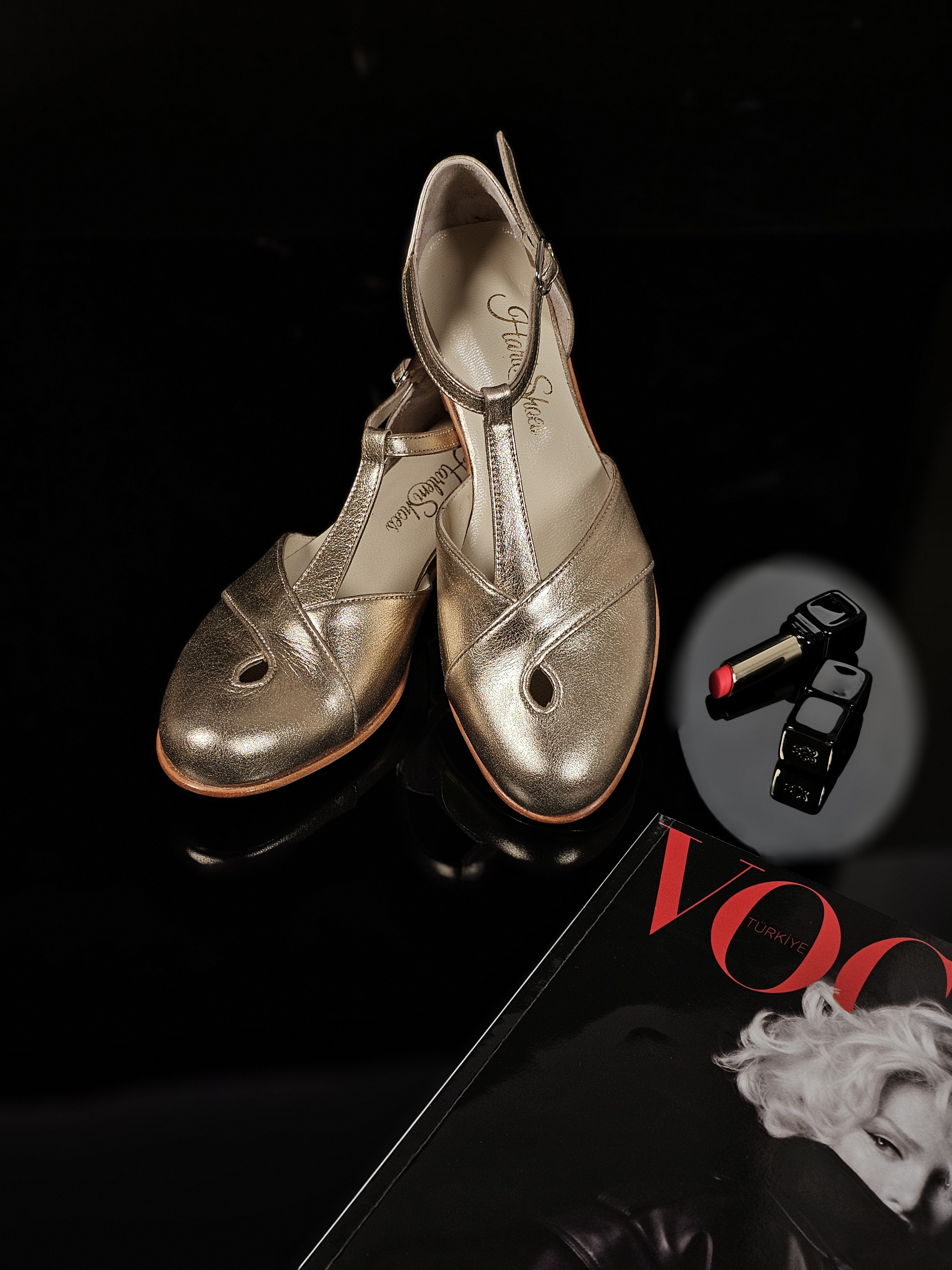 Muse Platinum Gold Leather 2 cm heel