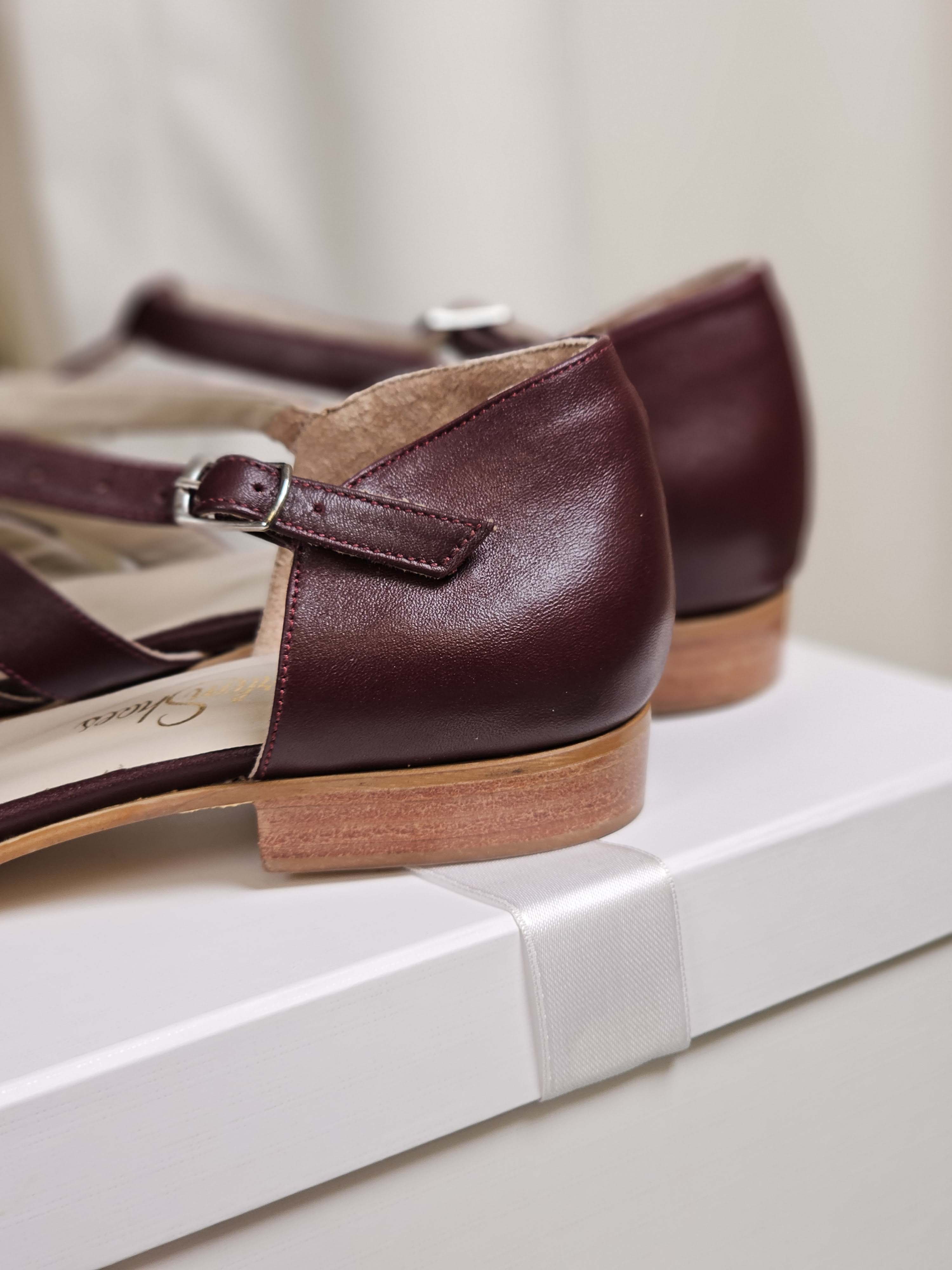 Summer Bordeaux Leather 1.5 cm heel
