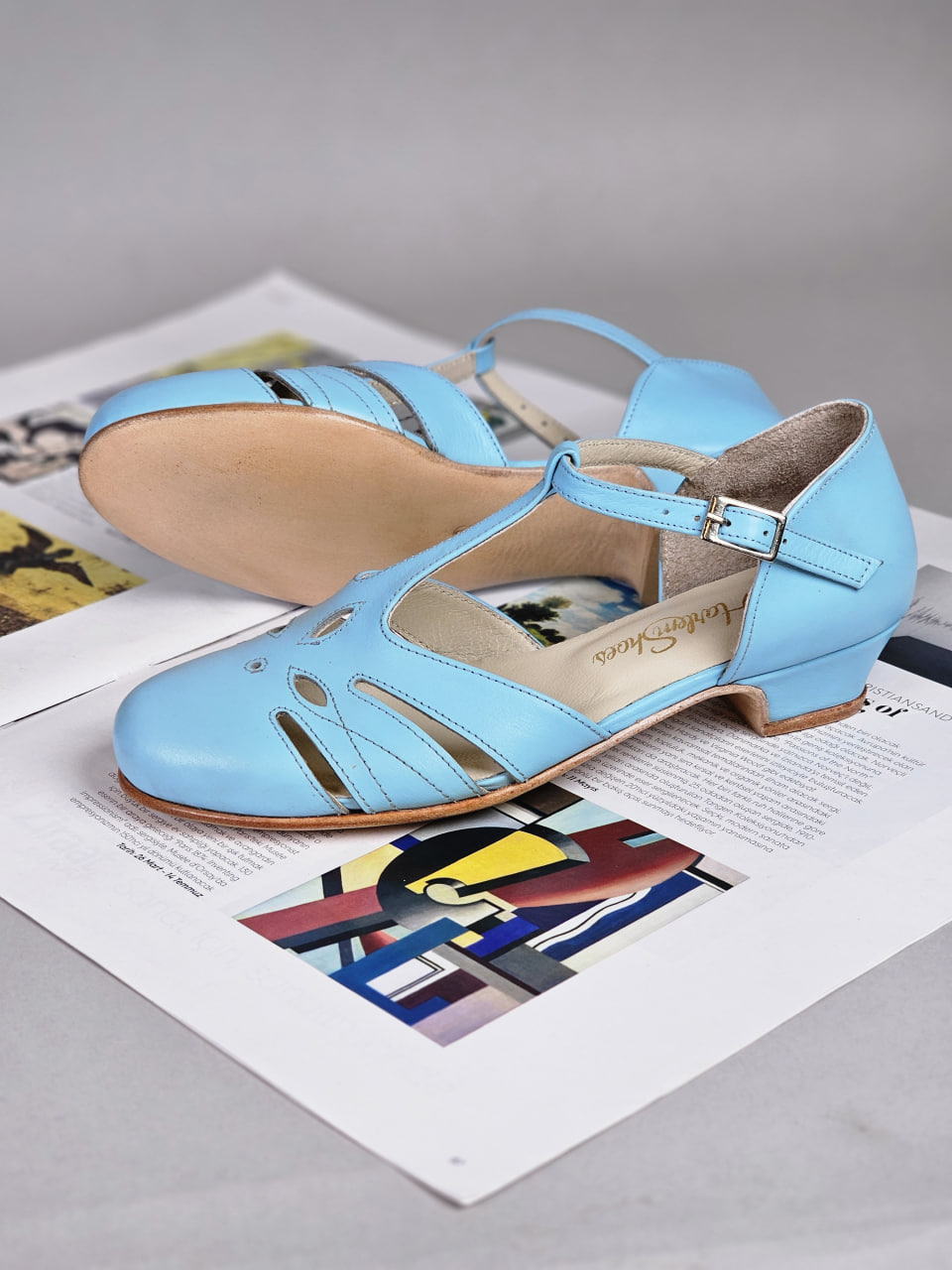 Rosy Baby Blue Leather 3 cm heel