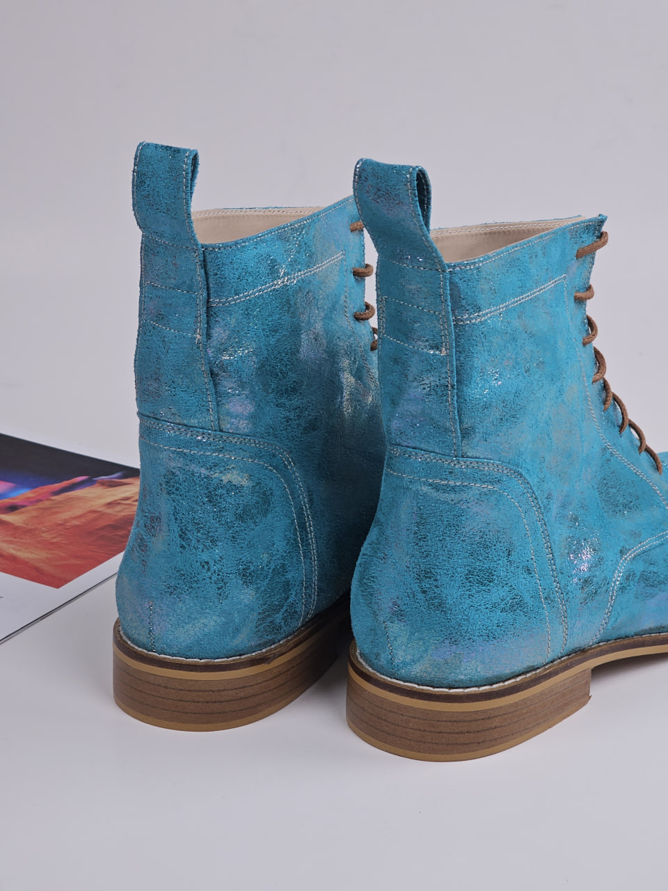 Harlem Boots Vegan Turquoise Textile 2 cm heel