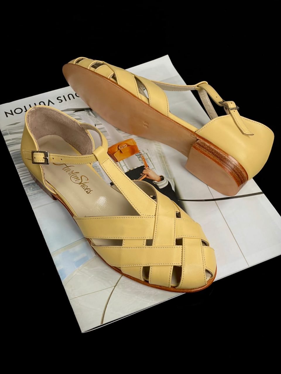 Summer Lemon Yellow leather 1.5 cm heel