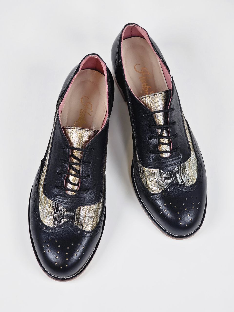 Oxfords Black Leather & Shiny Suede 4 cm heel