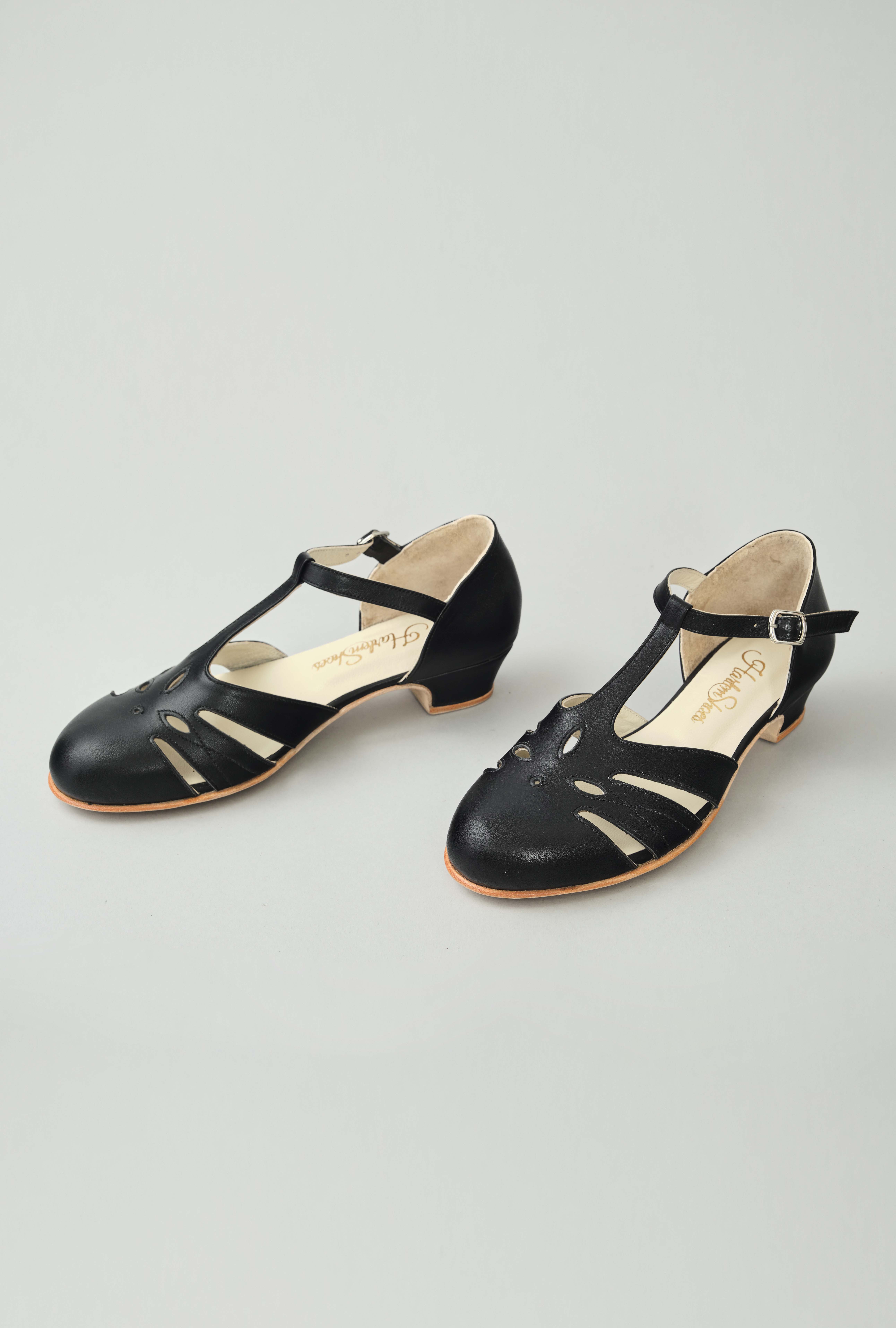 Rosy Black leather 3 cm heel