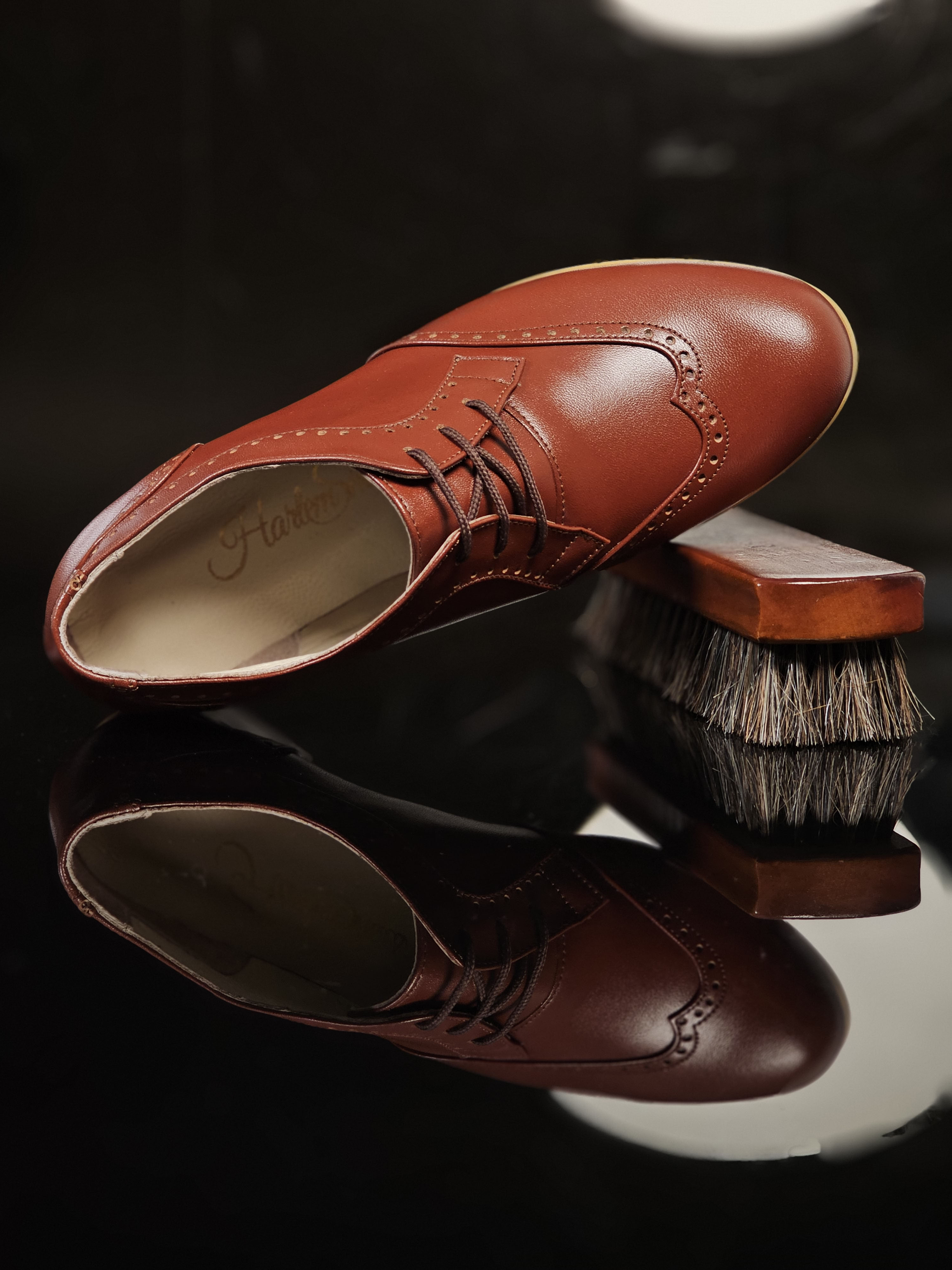 Women Oxfords Brown Leather 4 cm heel