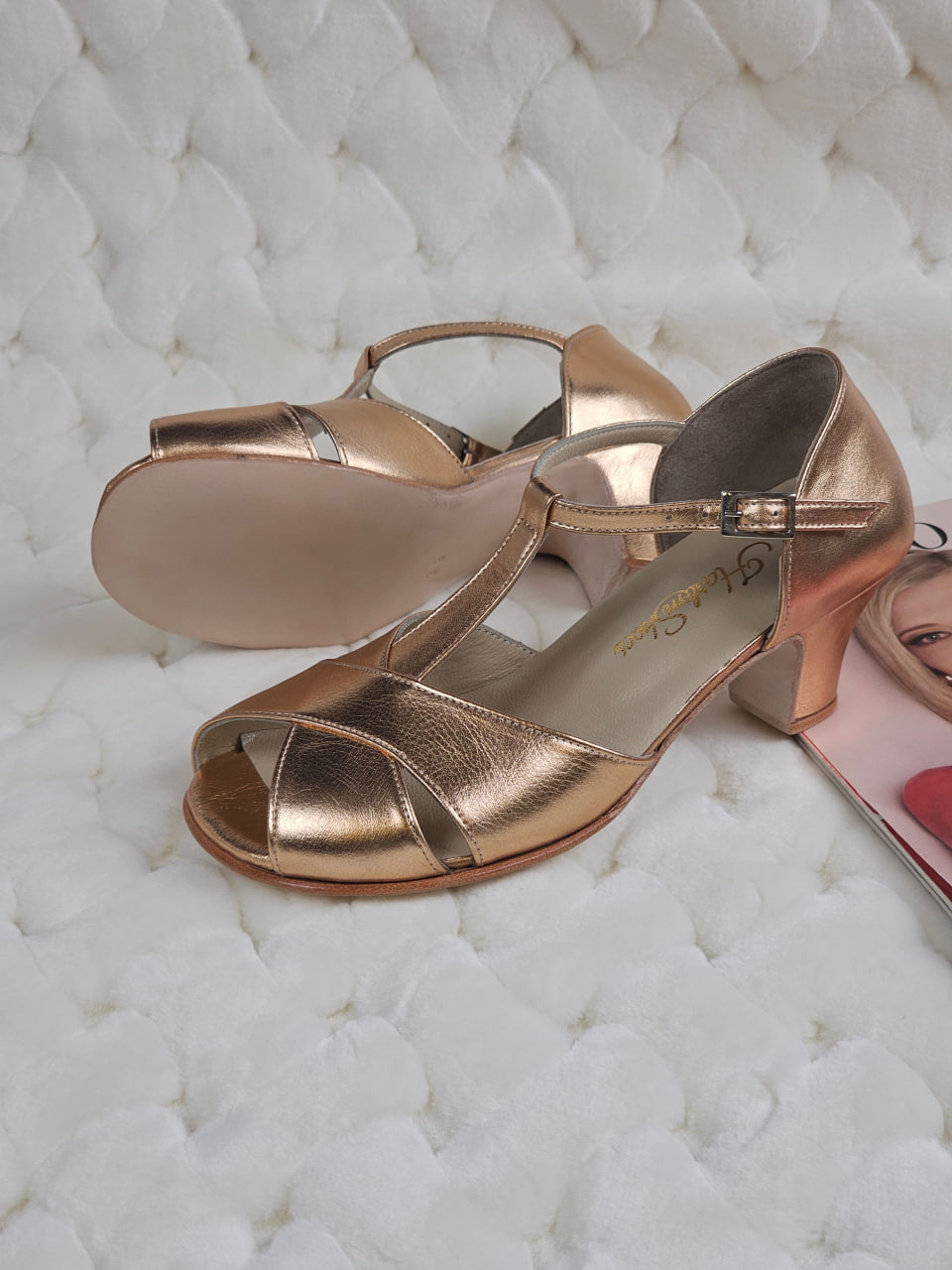 Barefoot Doris Rose Gold Leather 6 cm heel