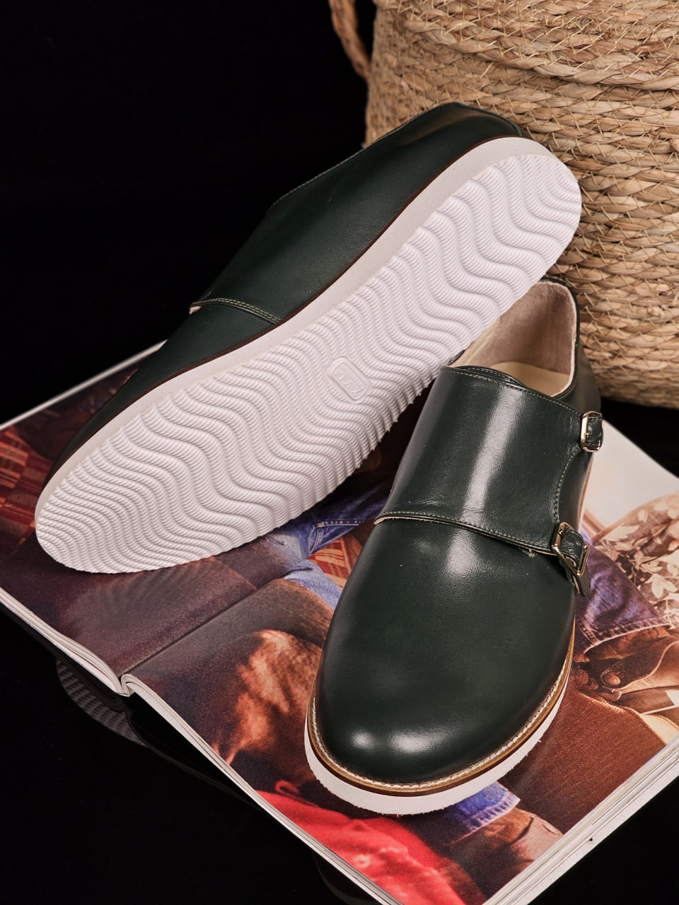Monk Jungle Green Leather with Eva sole