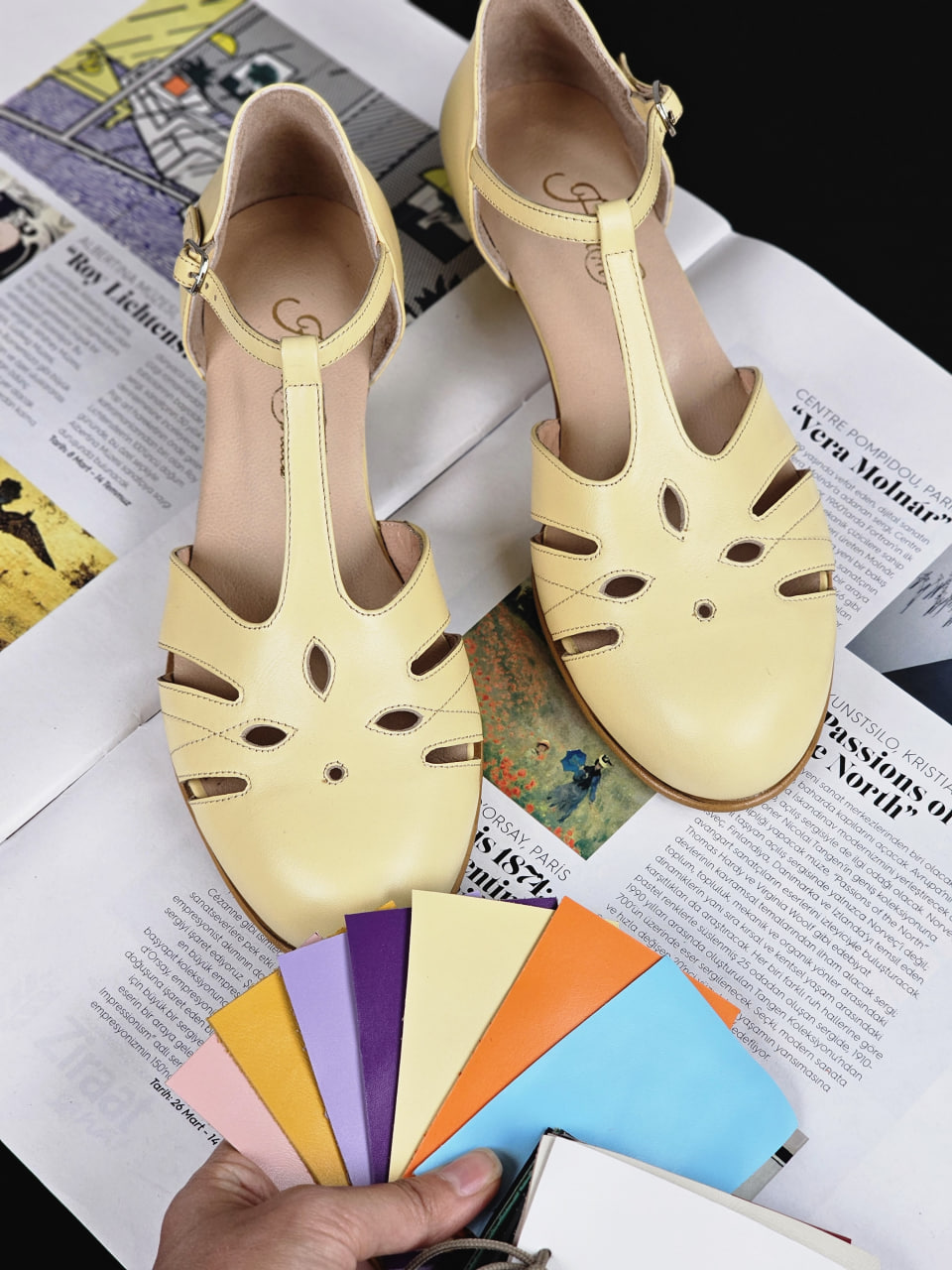 Rosy Lemon Yellow Leather 3 cm heel