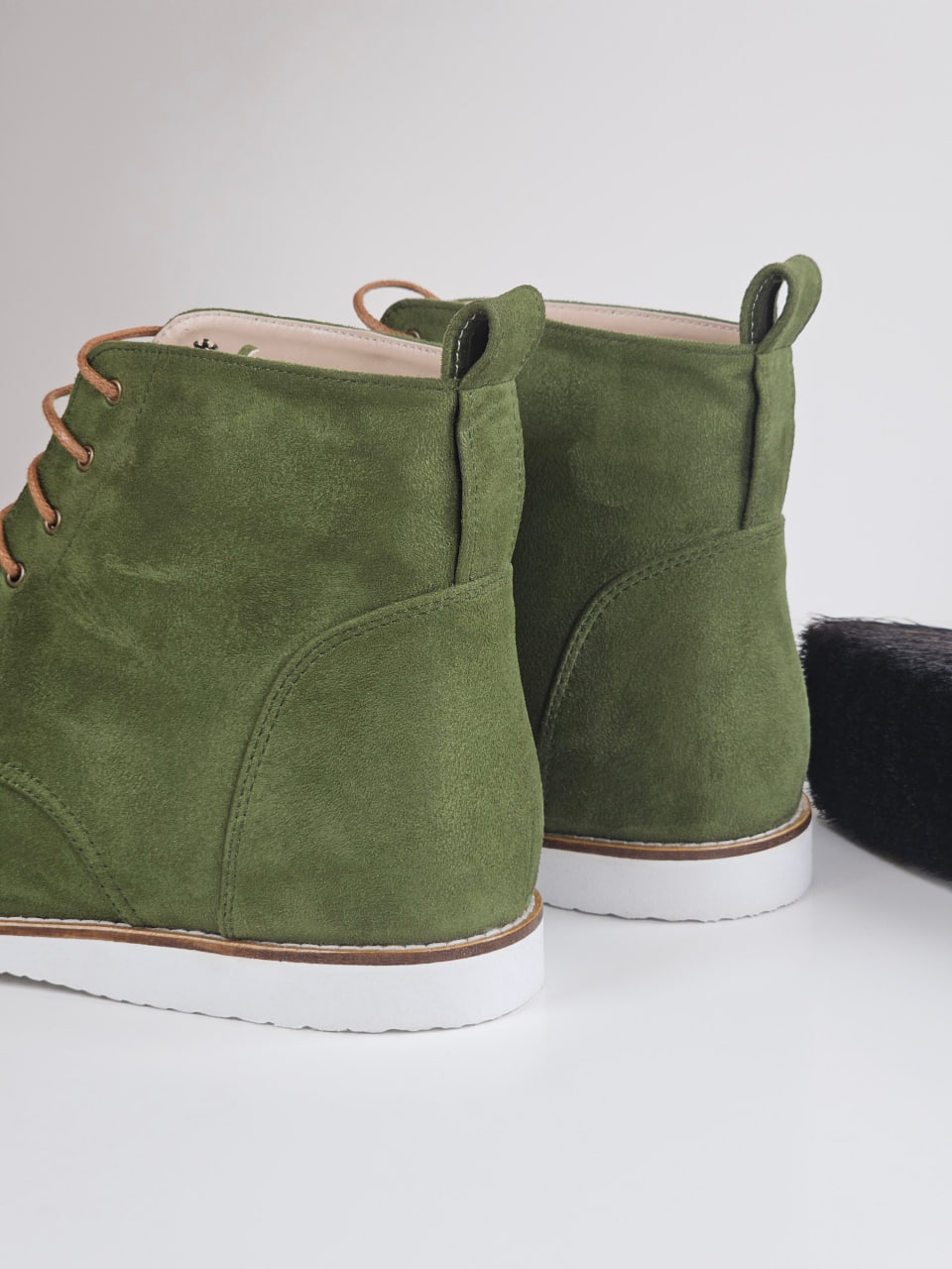 Derby Boots Vegan Green Textile with Eva Sole