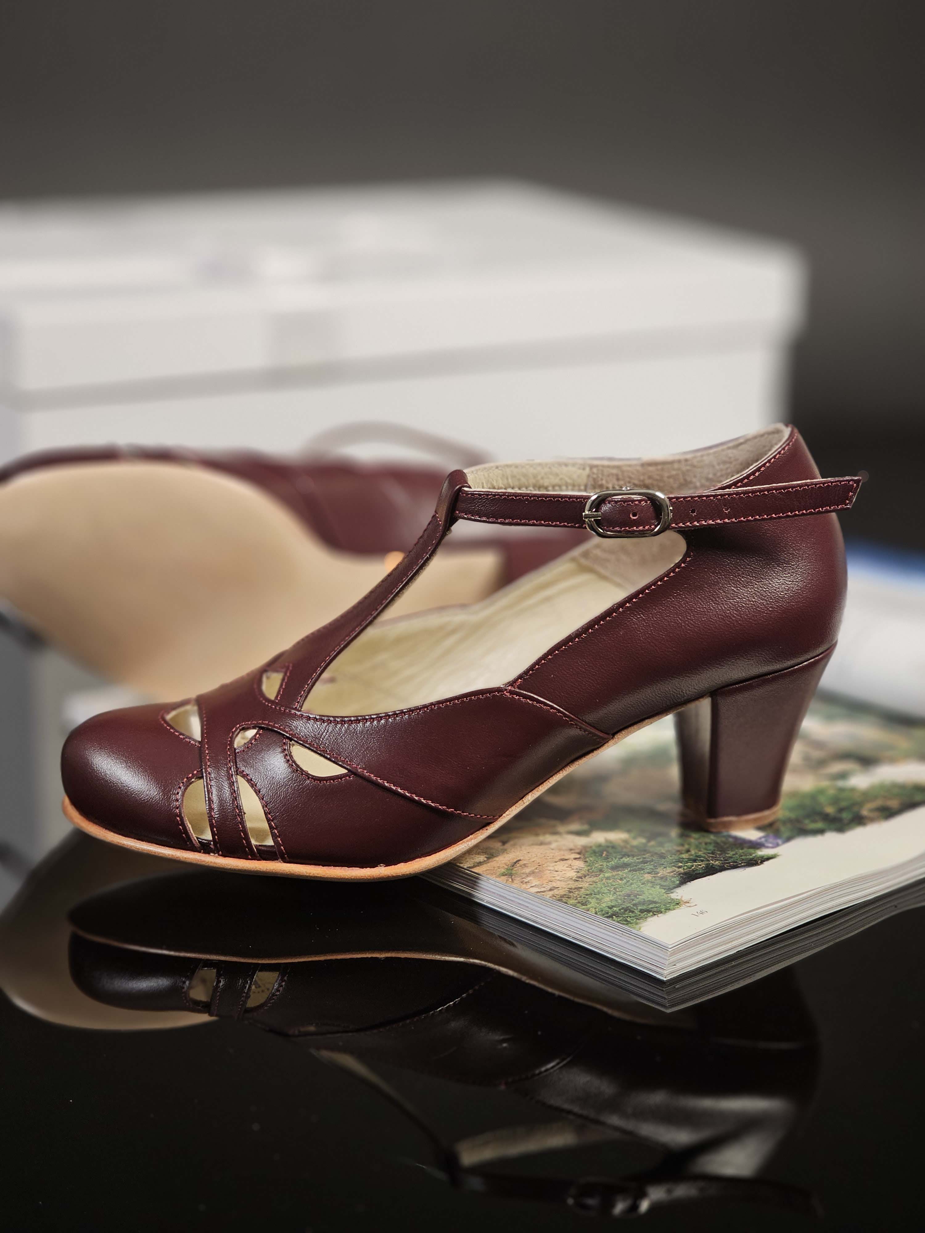 Spring Bordeaux Leather 6 cm Balboa heel