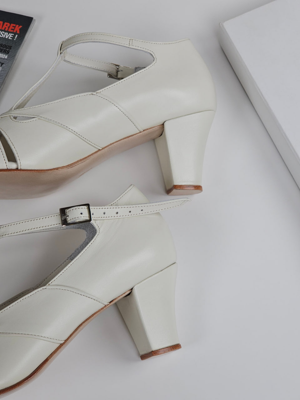 Spring Broken White Leather 6 cm balboa heel