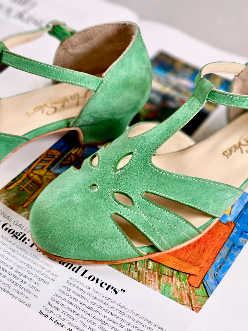 Rosy Mint Green Suede 3 cm heel