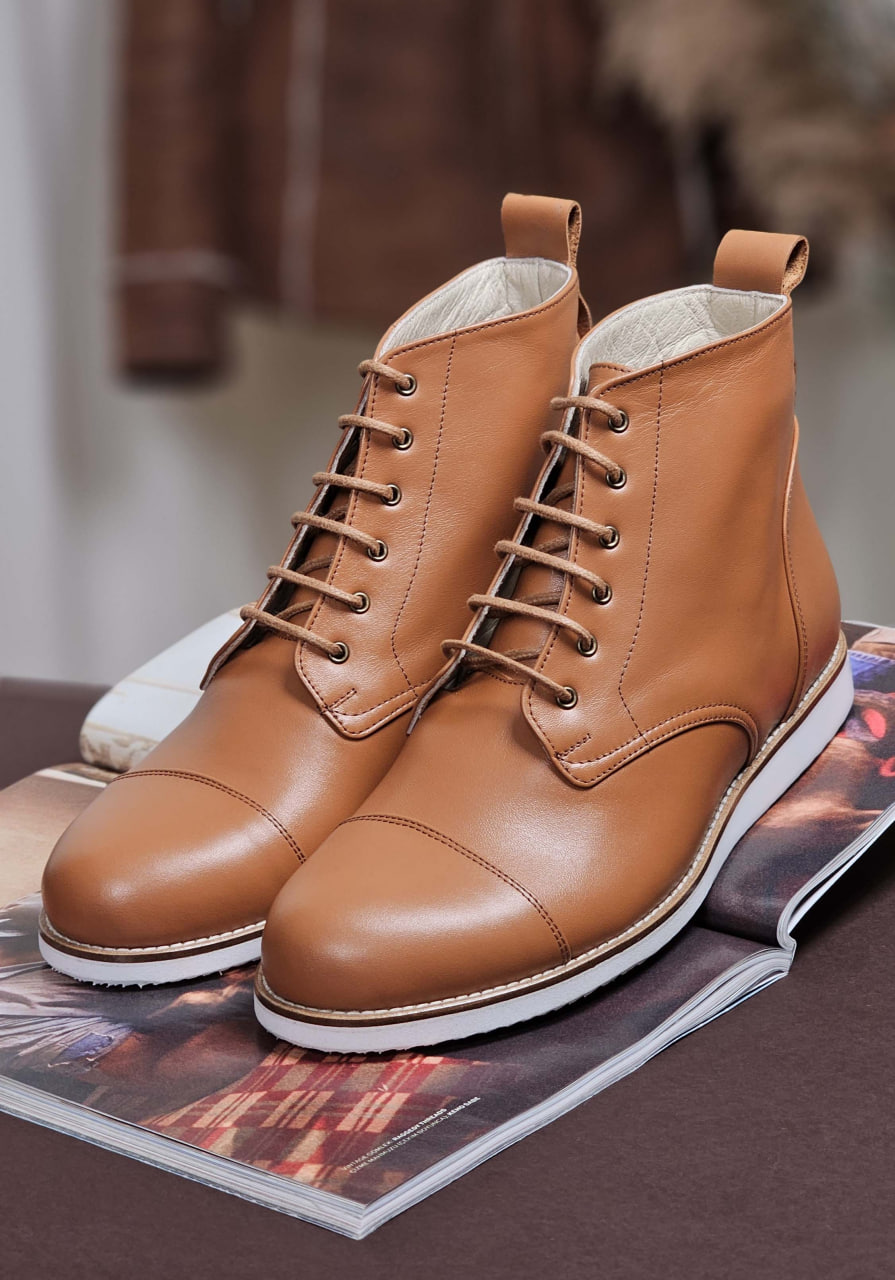Derby Boots Light Brown Leather with Eva Sole