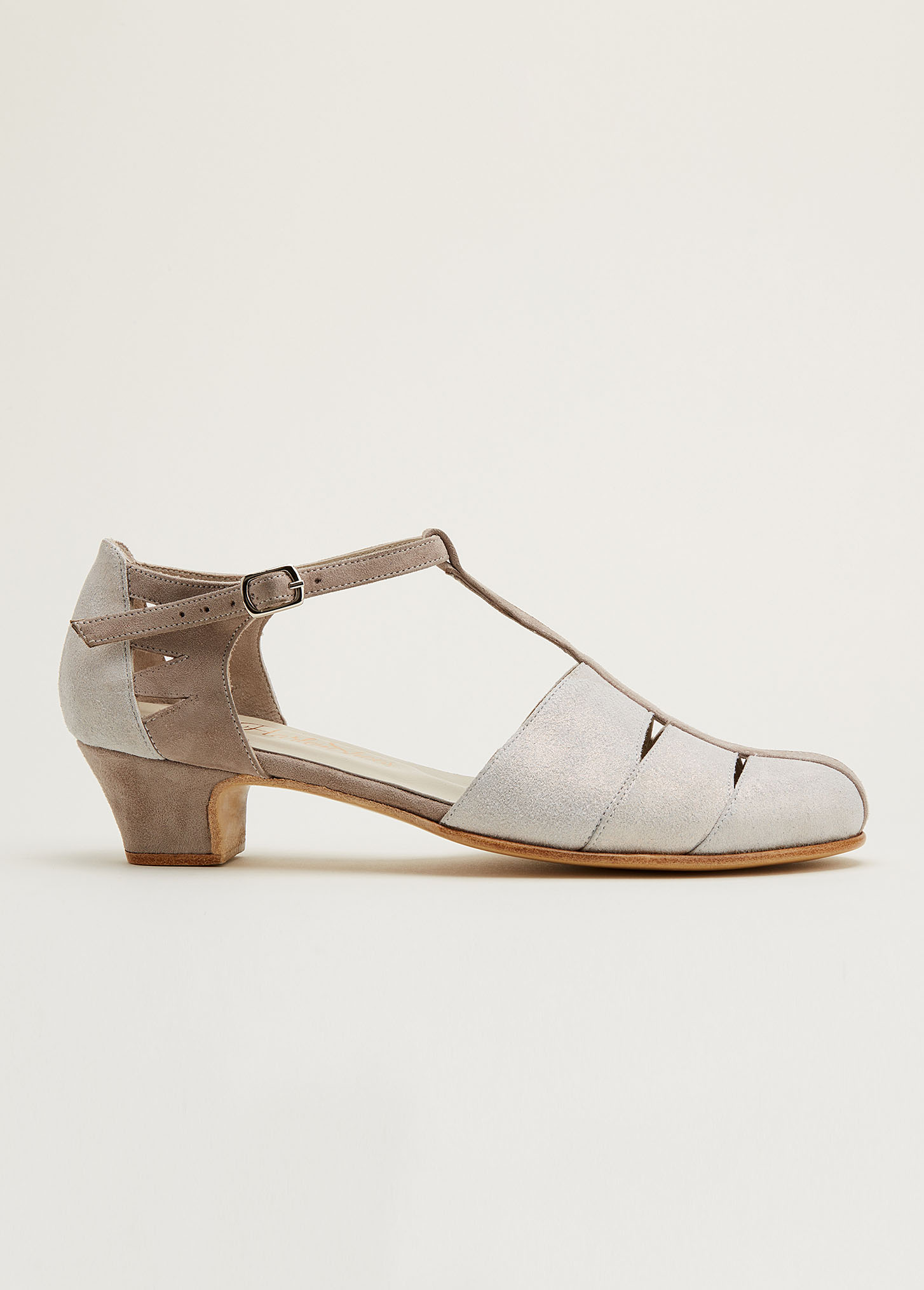 Harmony Shiny Cream & Soft Grey Suede 4 cm heel