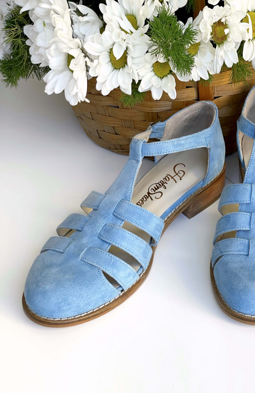 Sandals Baby Blue Suede 2 cm heel