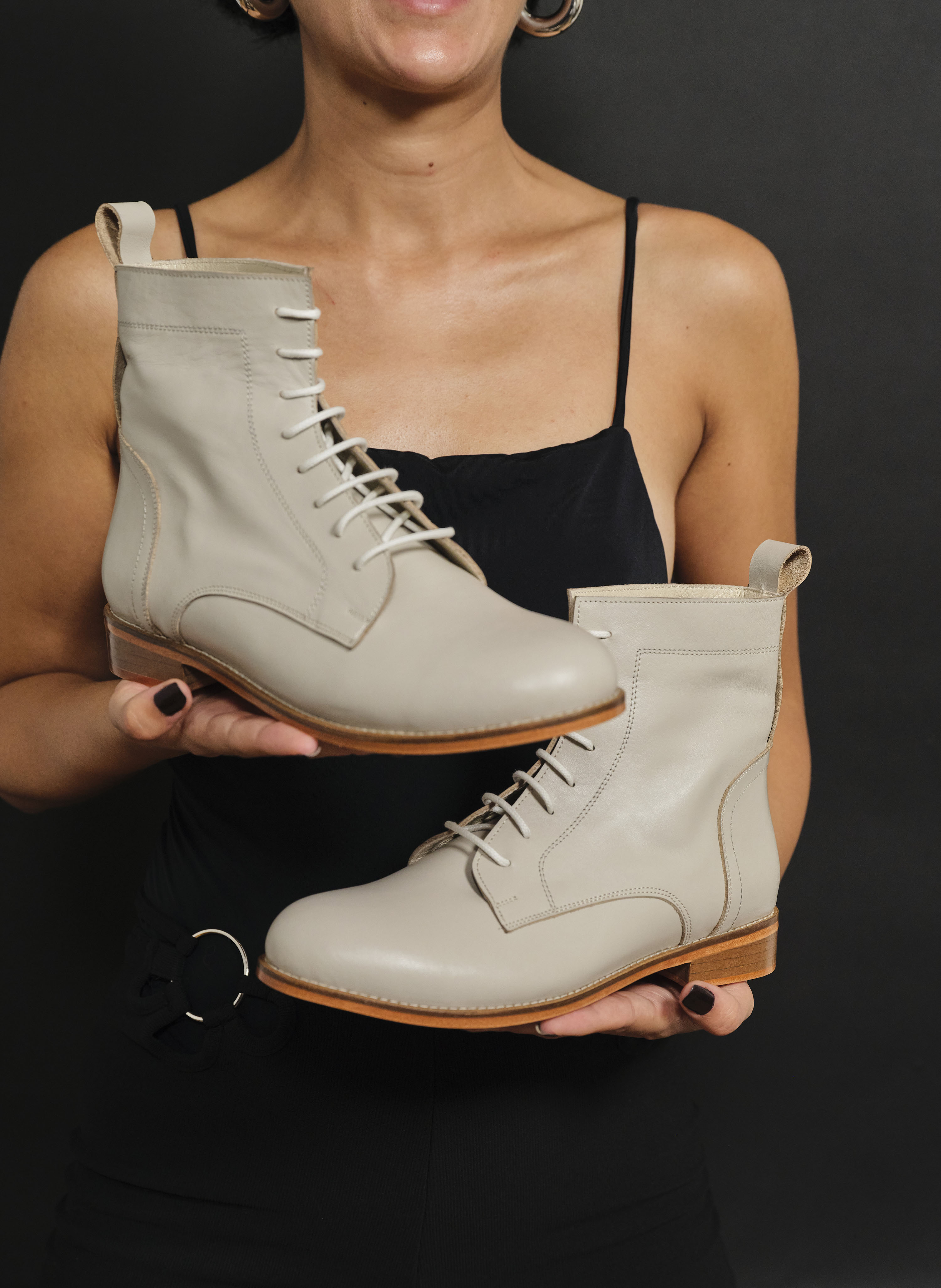 Harlem Boots Beige Leather 2 cm heel