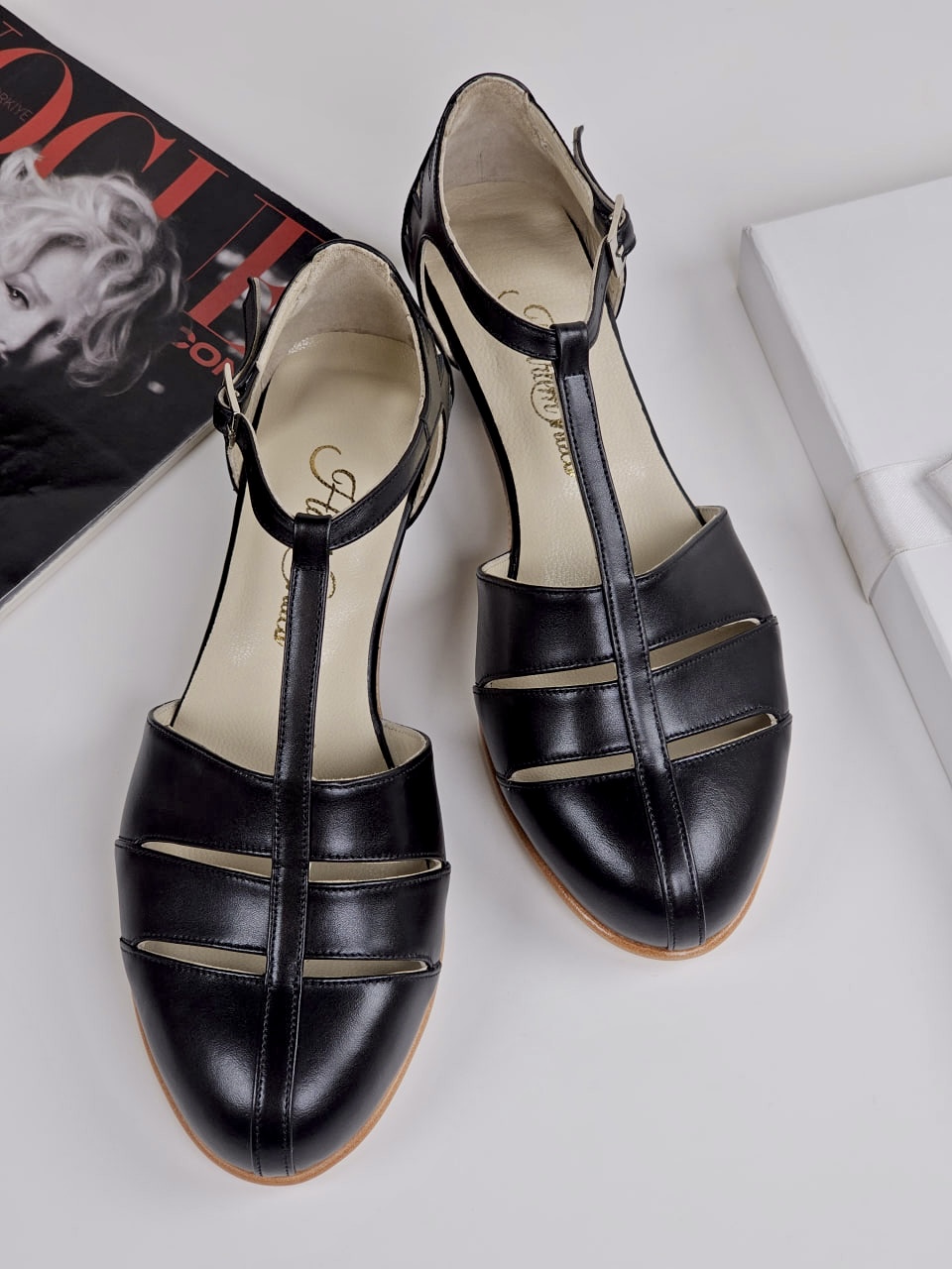 Harmony Black Leather 4 cm  heel