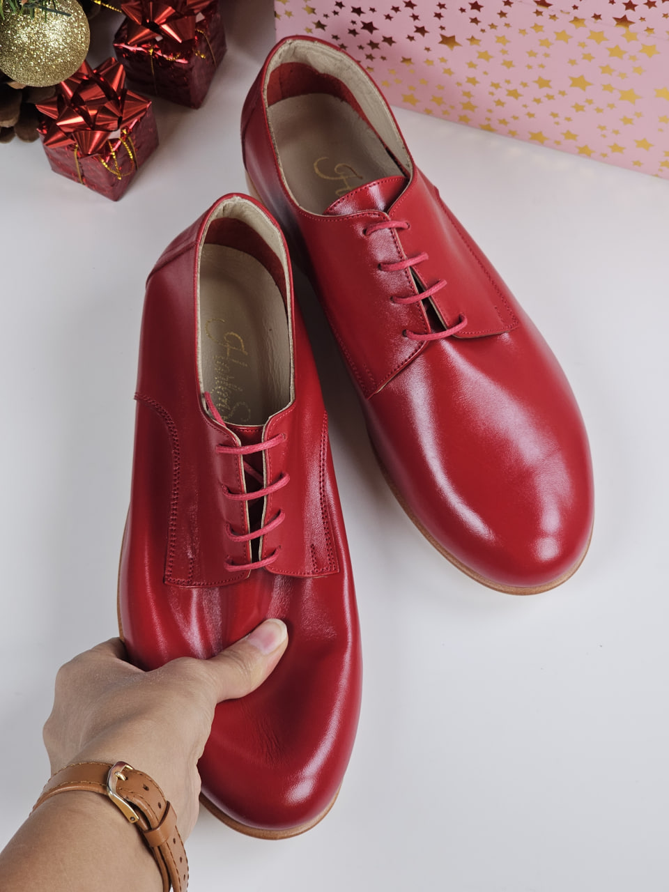 Frankie Soft Red Leather 1 cm heel