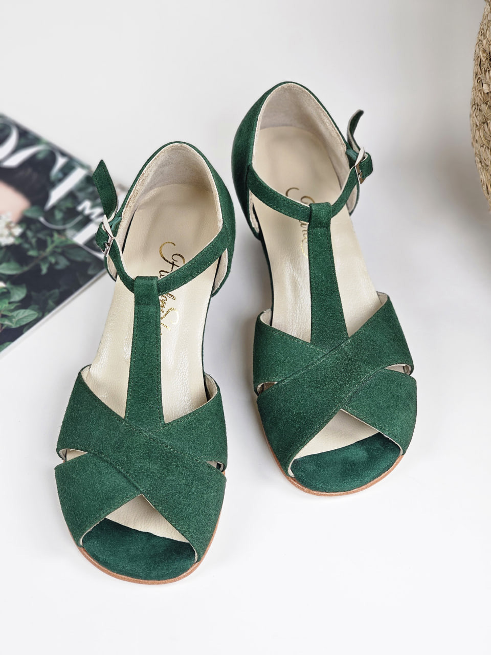 Barefoot Doris Emerald Suede 6 cm Balboa heels
