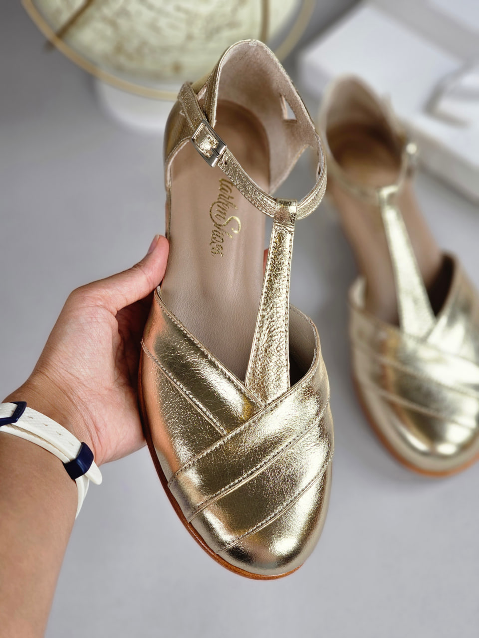 Sugar Platinum Gold Leather 4 cm heel