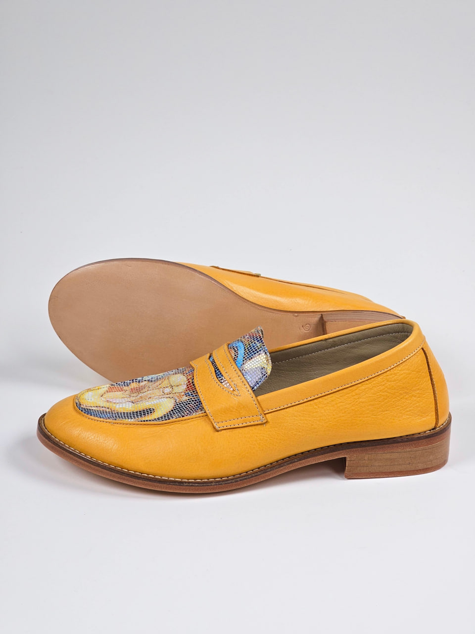 Loafers Ella Yellow Leather 2 cm heel