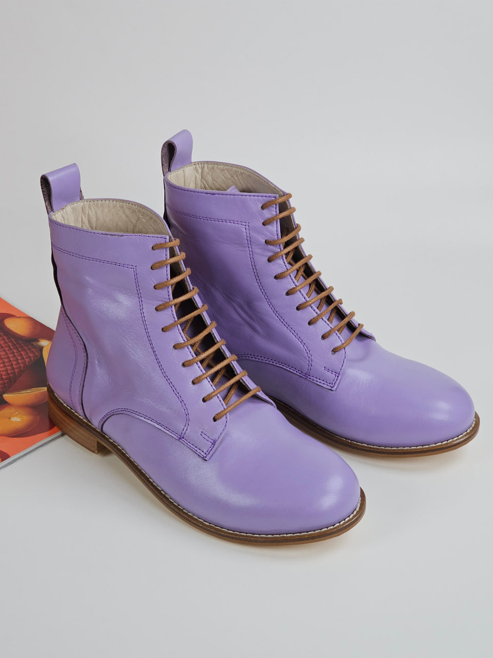 Harlem Boots Lilac Leather 2 cm heel