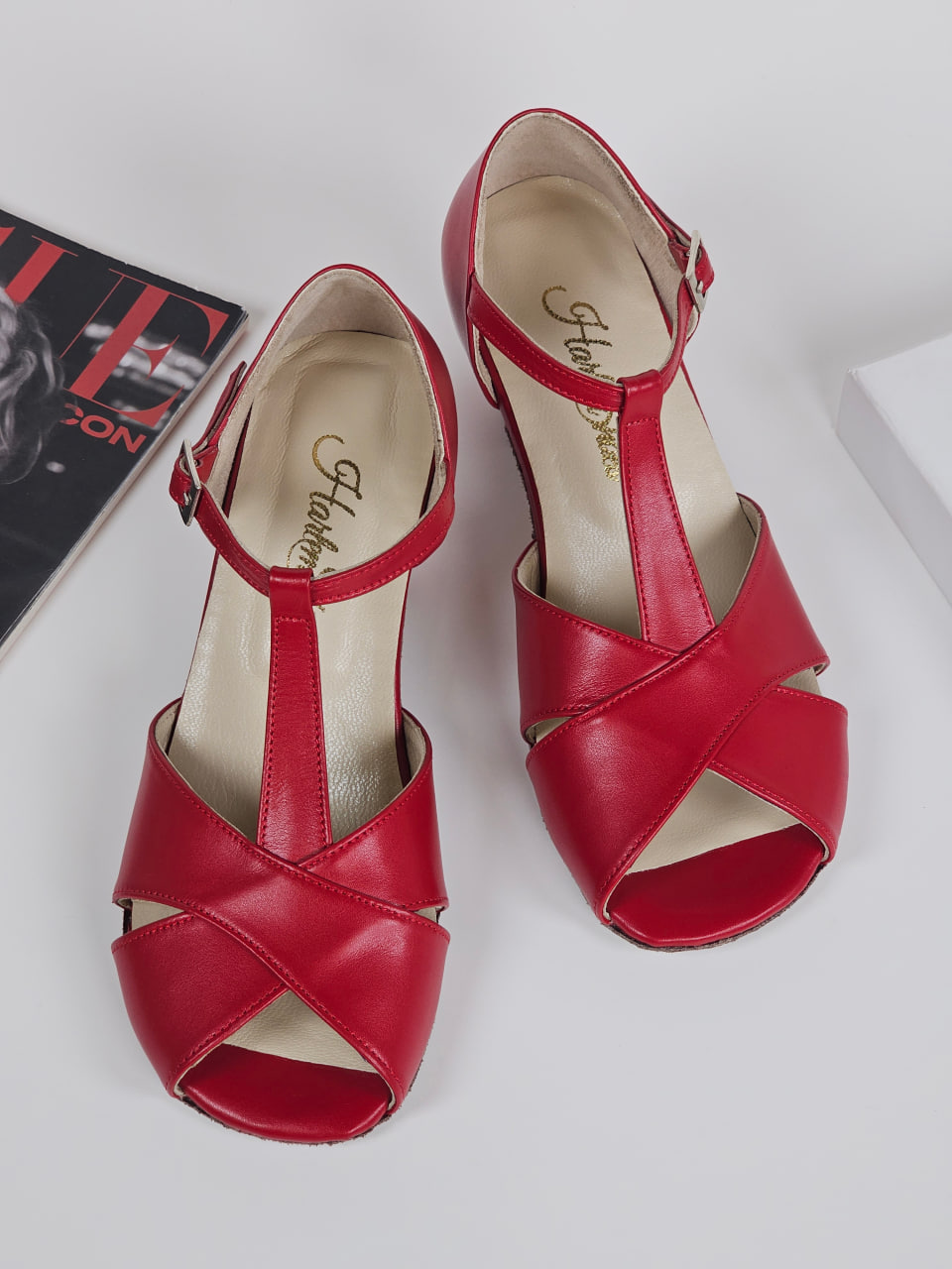 Barefoot Doris Red Leather with "Flexible Sole" 6 cm heel