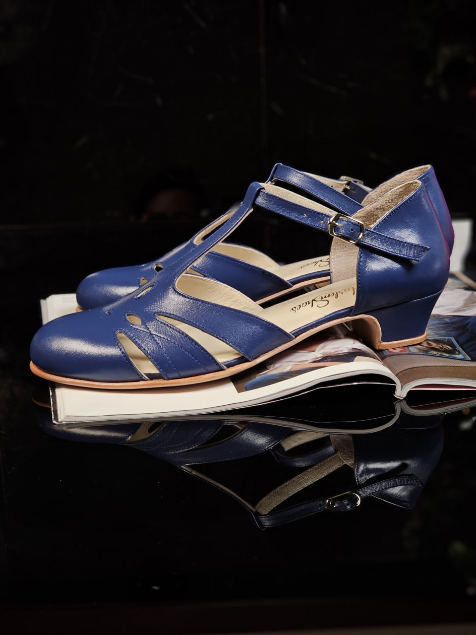 Rosy Blue Leather 3 cm heel