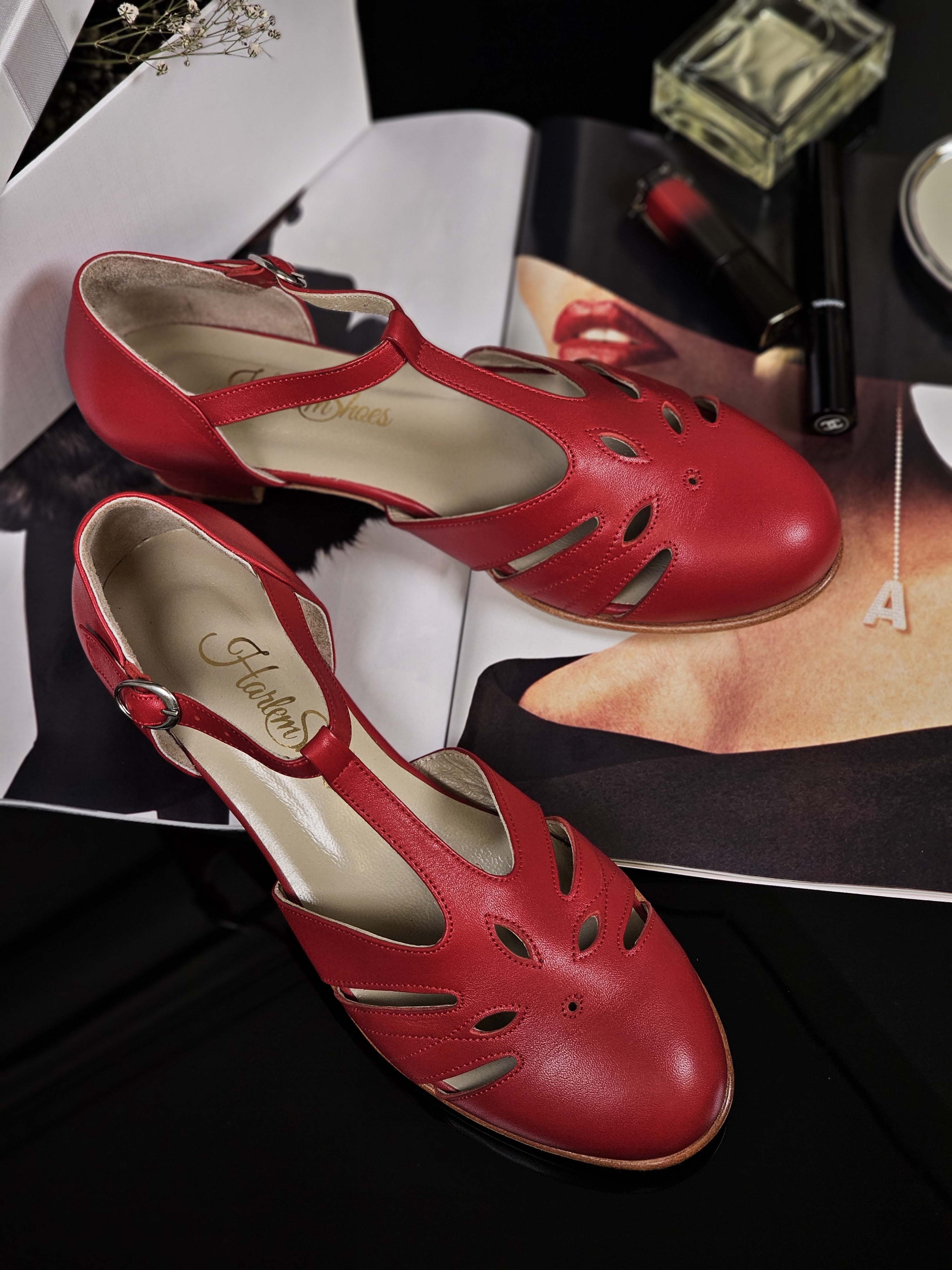 Rosy Red Leather 3 cm heel