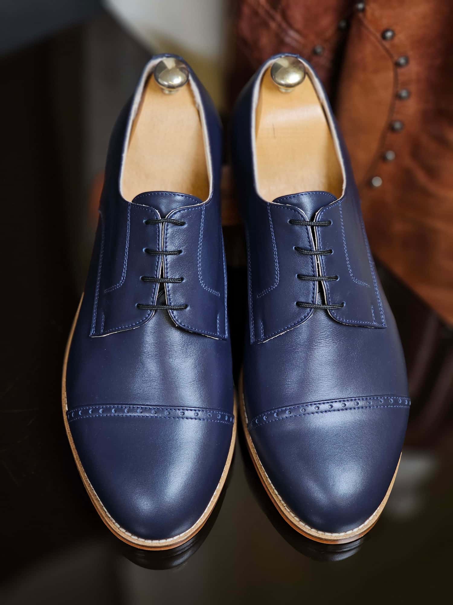 California Dark Blue Leather 2 cm heel