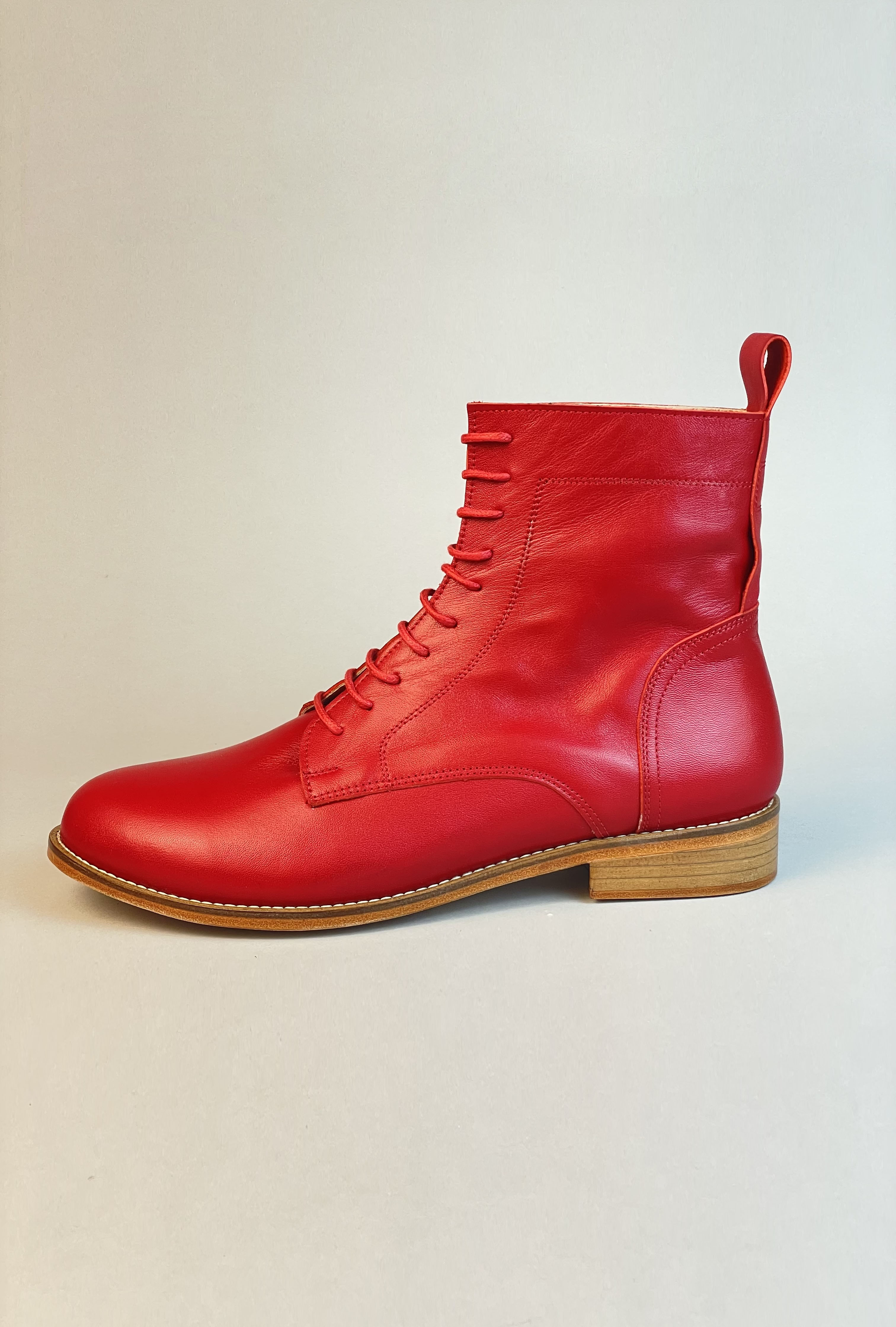 Harlem Boots Red Leather 2 cm heel