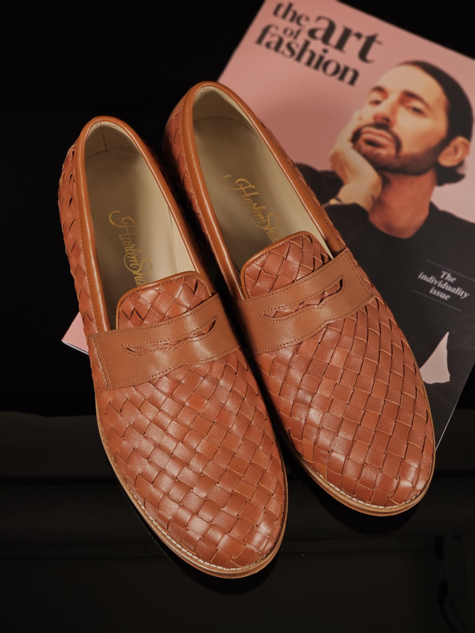 Loafers Brown Weave Leather 2 cm heel