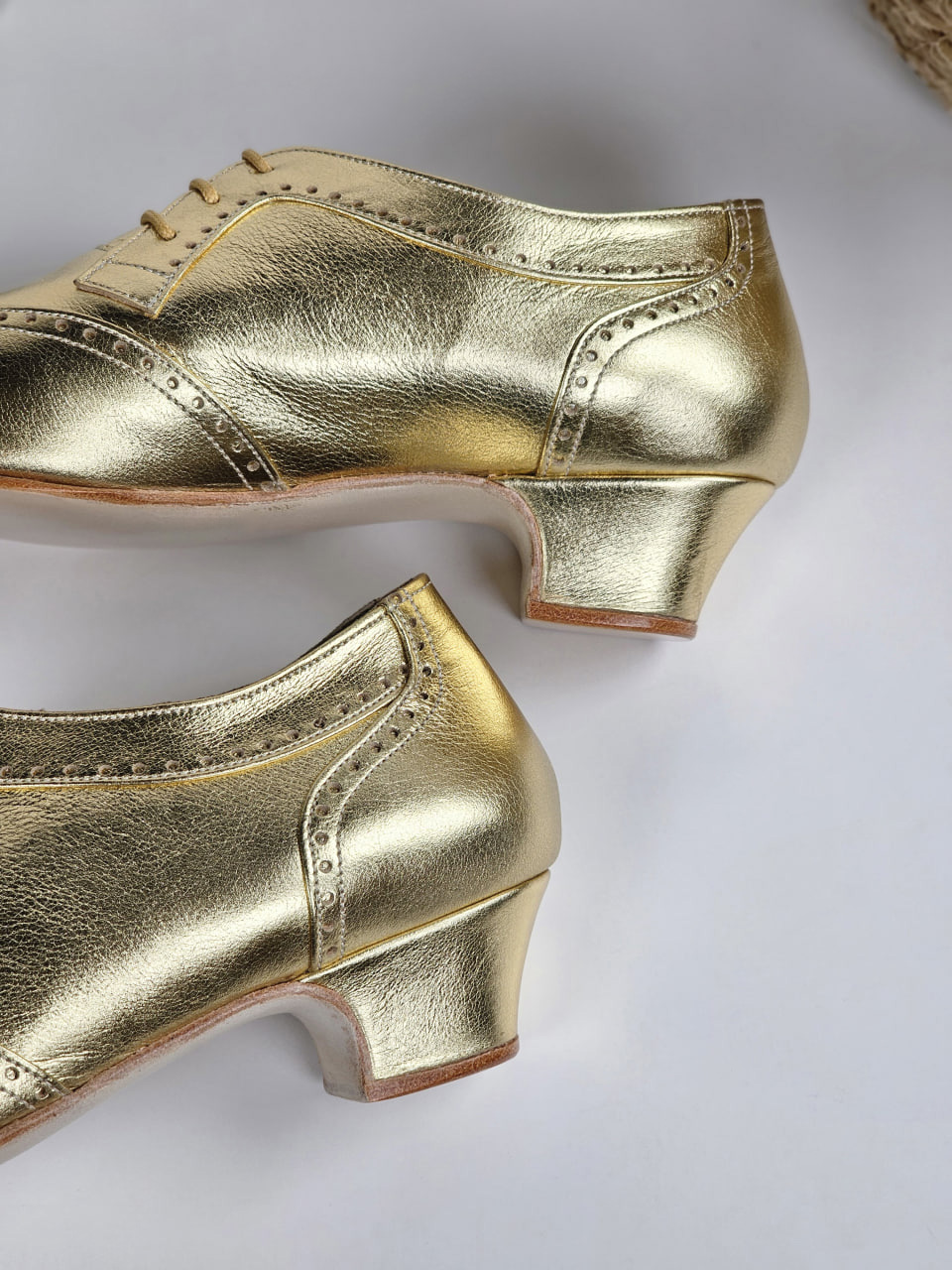 Women Oxfords Gold Leather 4 cm heel