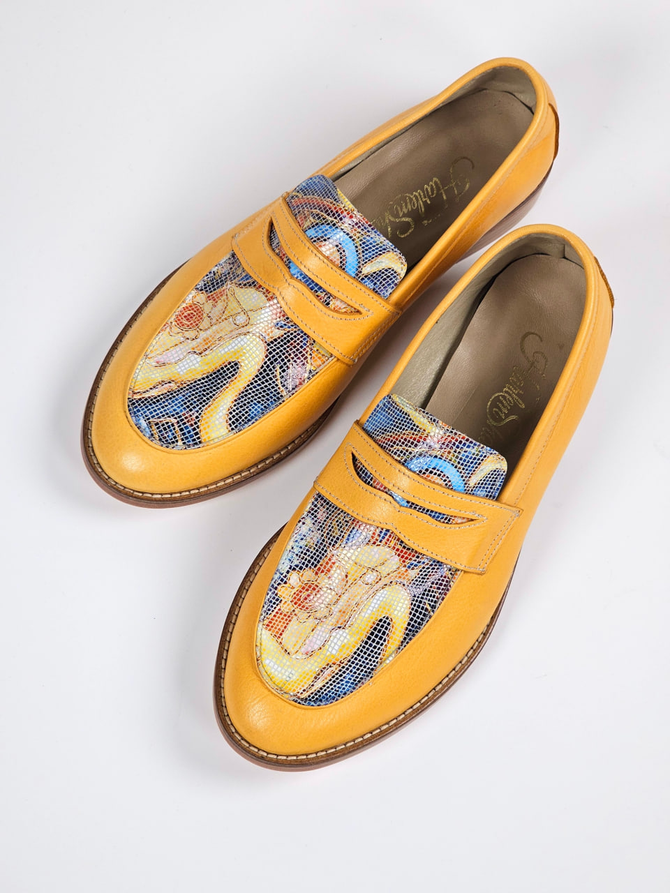 Loafers Ella Yellow Leather 2 cm heel