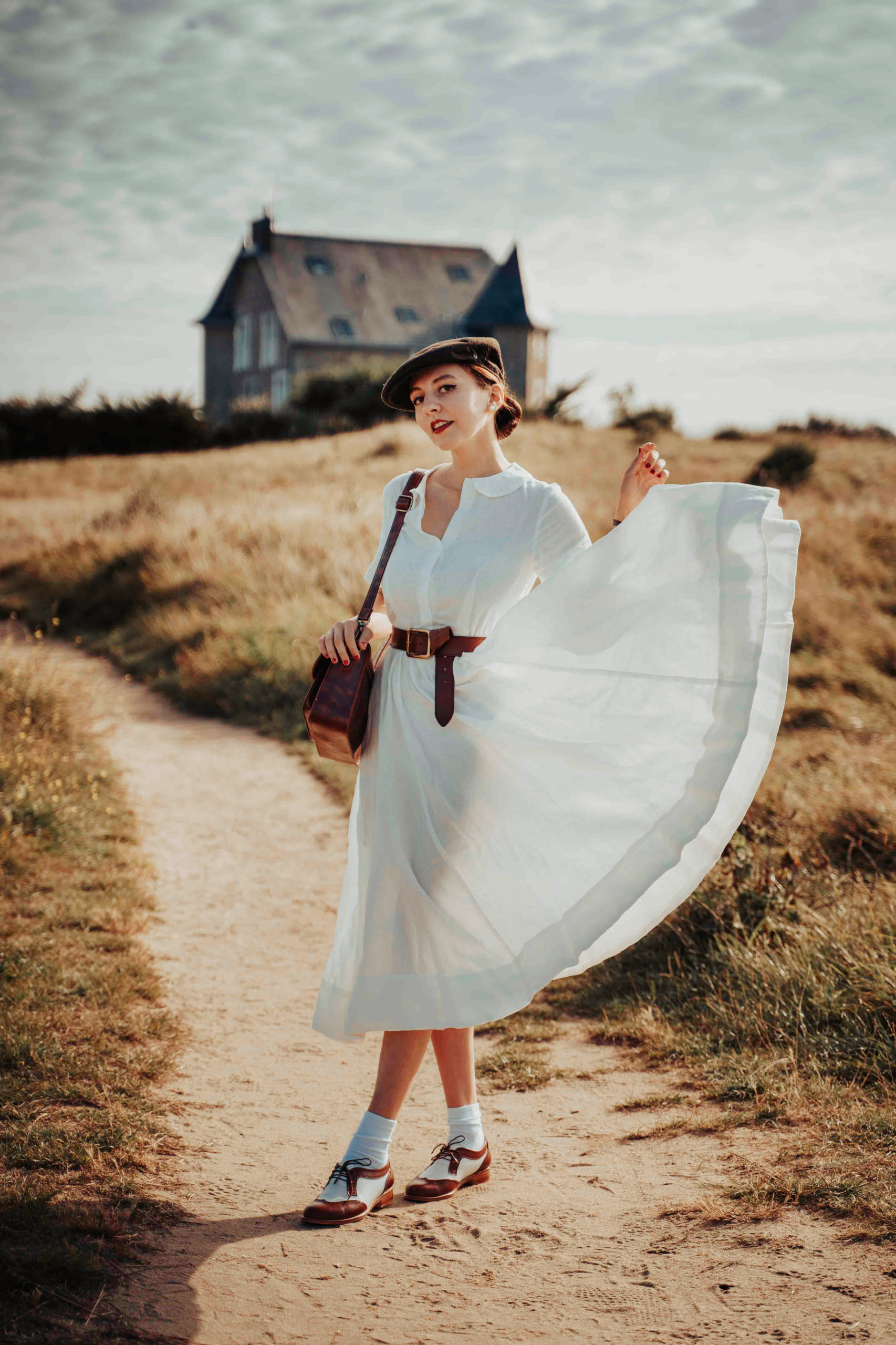 Women Oxfords Brown & White Leather 2 cm heel