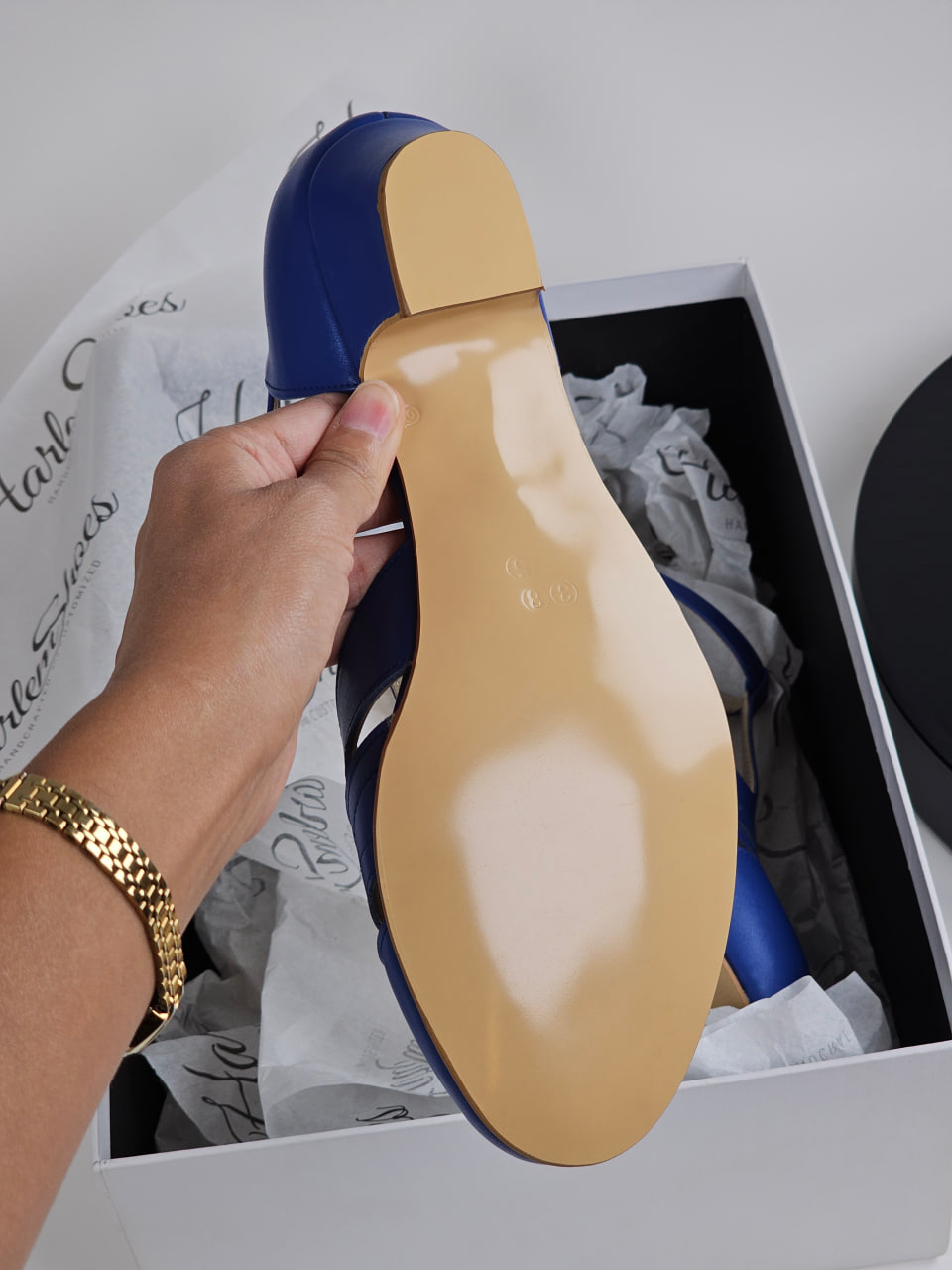 Rosy Blue Leather 3 cm heel