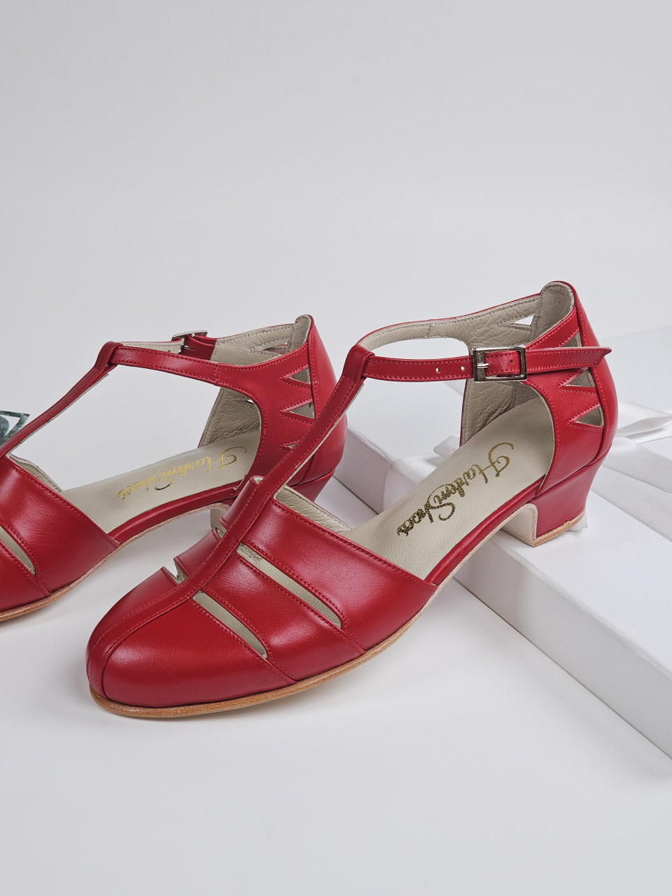 Harlem Shoes Harmony Red Leather 4 cm heel thumbnail 2