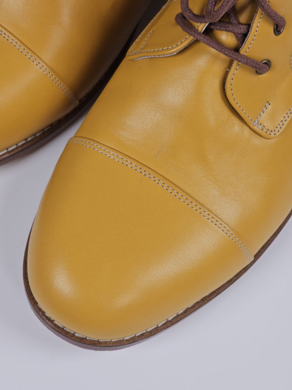 Derby Boots Yellow Leather with Zipper