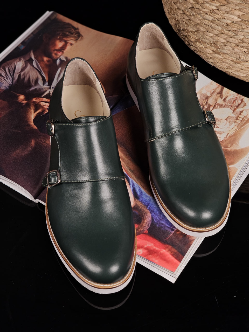 Monk Jungle Green Leather with Eva sole