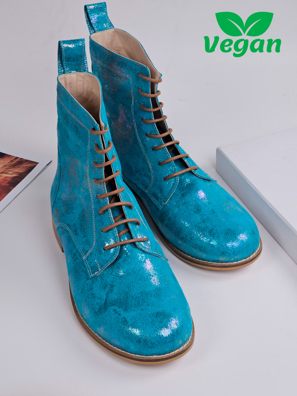 Harlem Boots Vegan Turquoise Textile 2 cm heel
